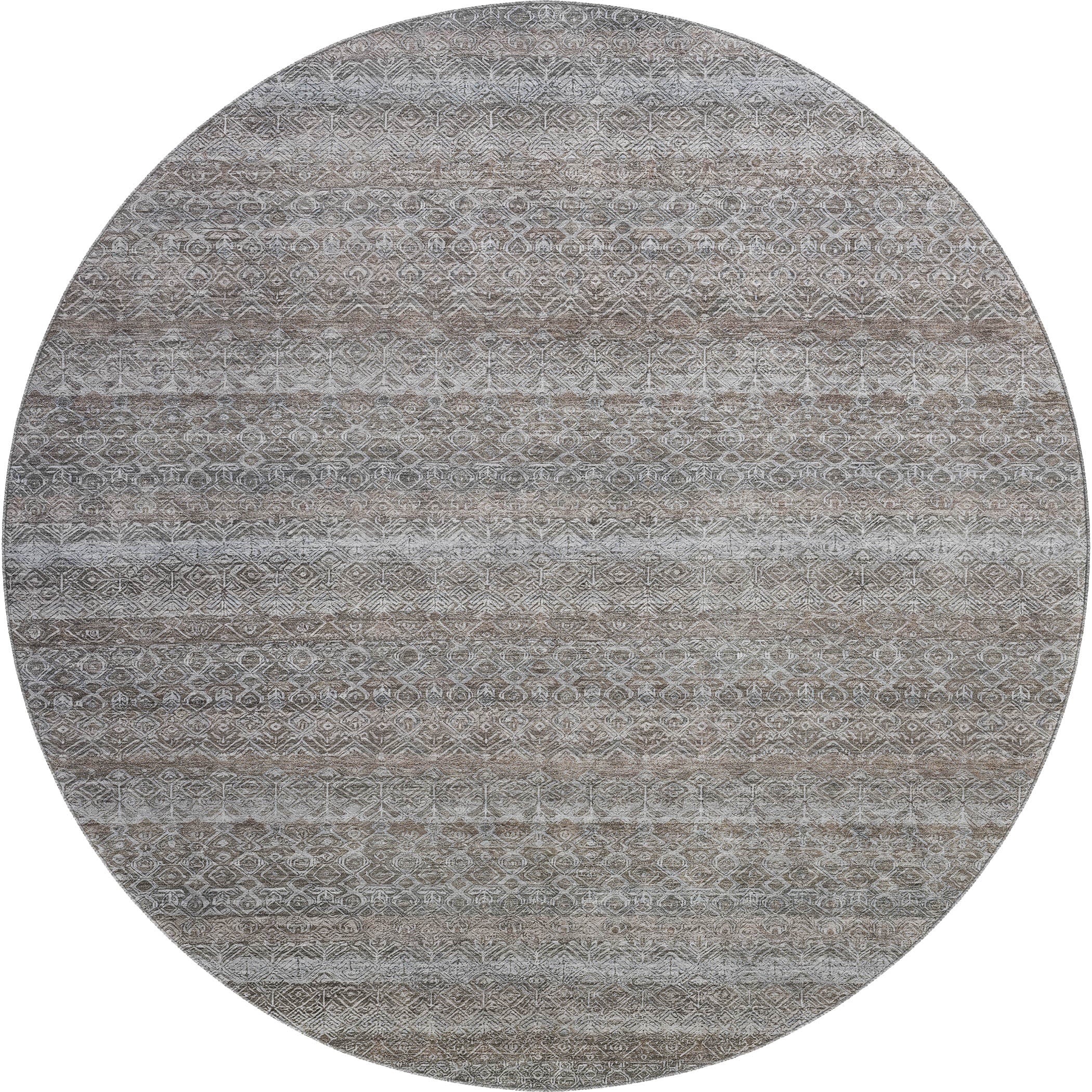 Rome Machine Washable Transitional Brown Rug 8' x 8' #shape_Round