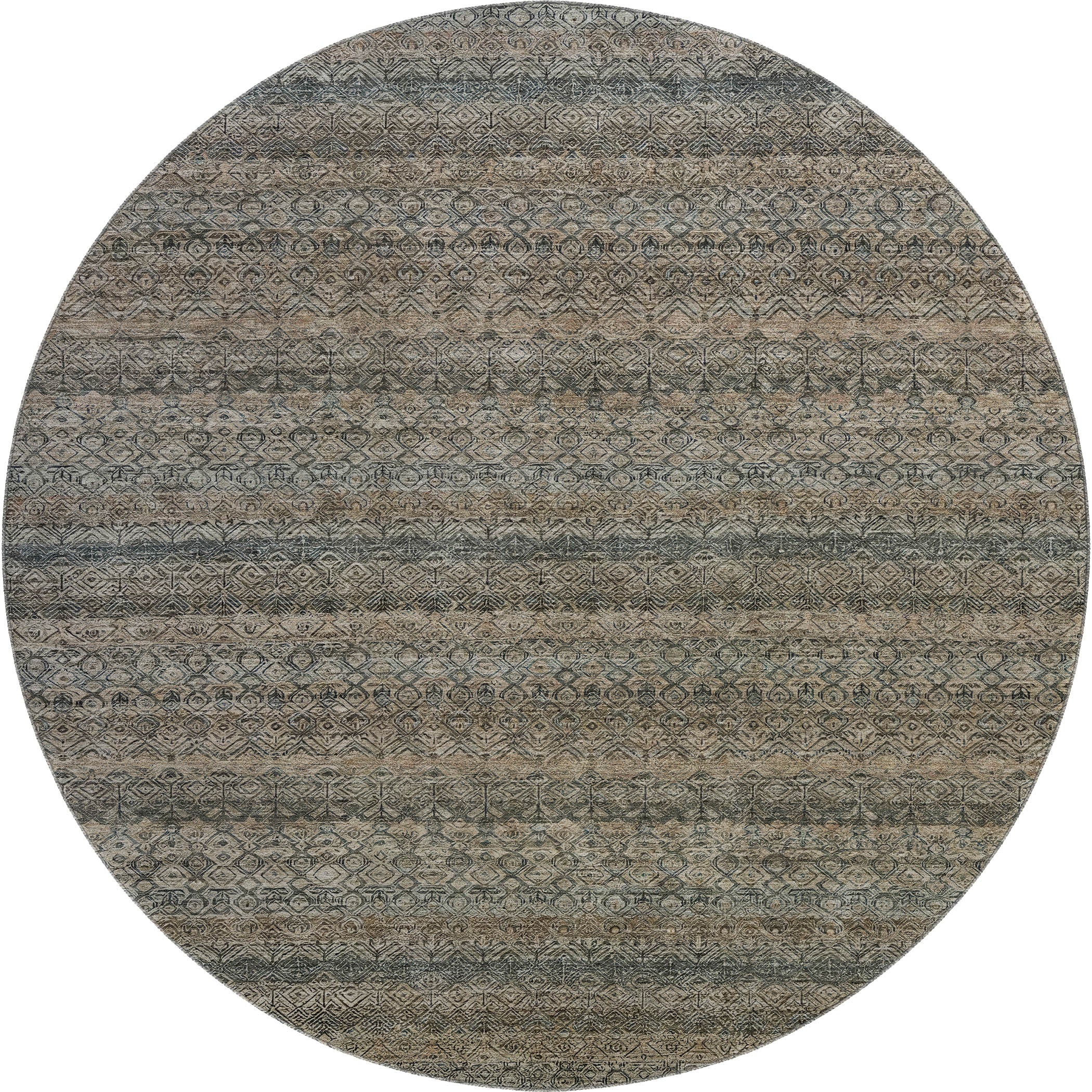 Rome Machine Washable Transitional Chocolate Brown Rug 8' x 8' #shape_Round