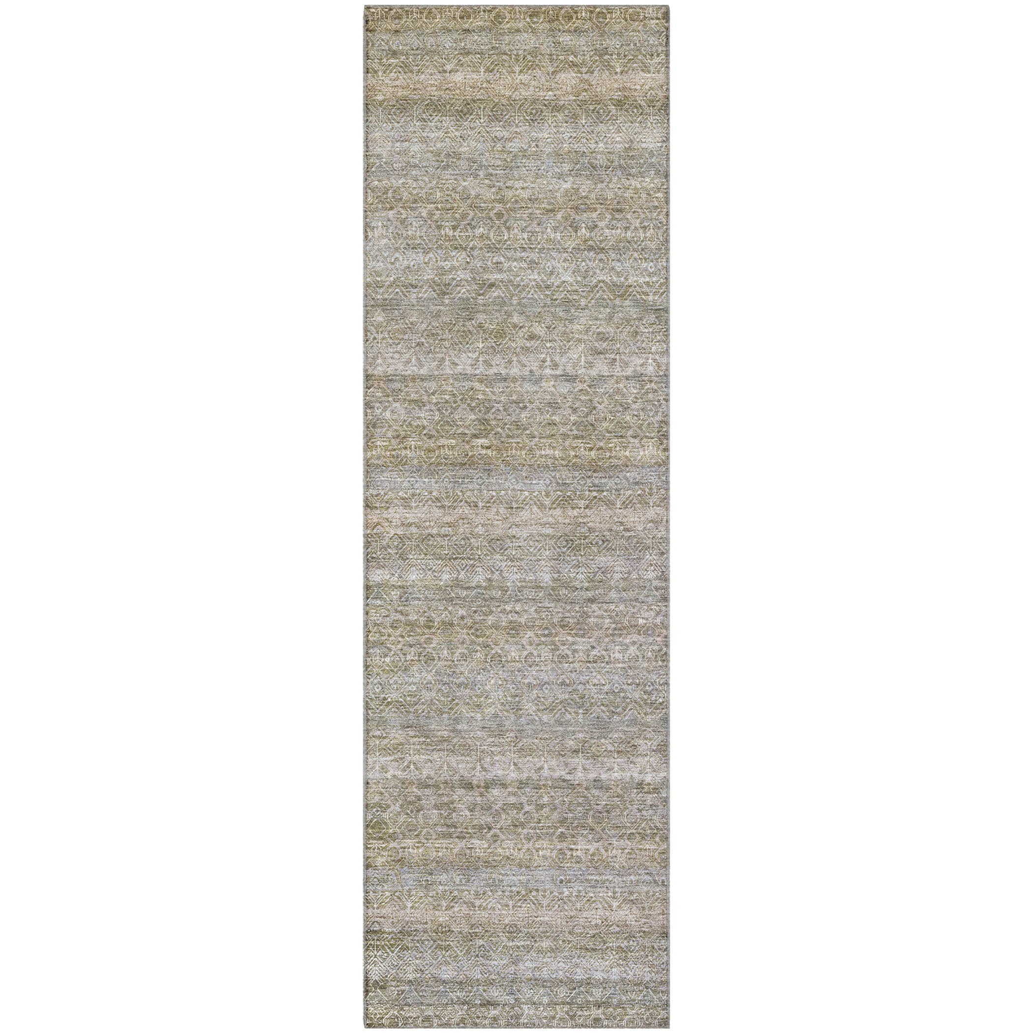 Rome Machine Washable Transitional Khaki Brown Rug 2'3" x 7'6" #shape_Runner