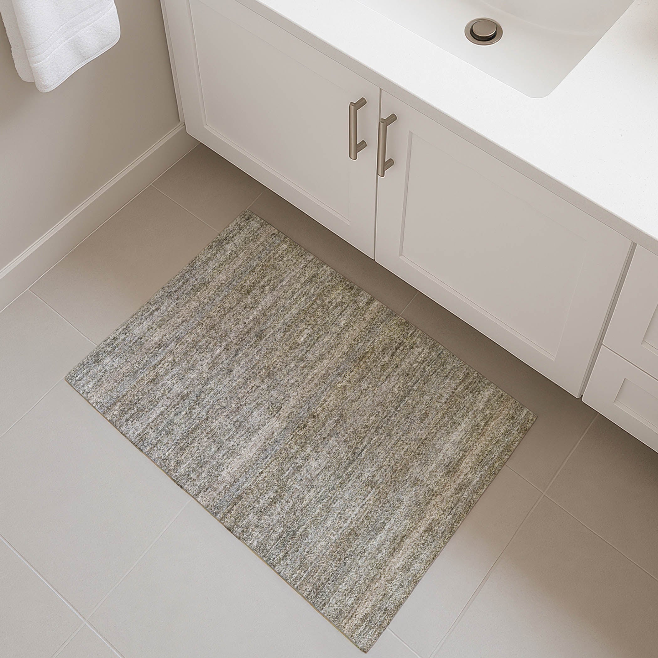 Rome Machine Washable Transitional Khaki Brown Rug 1'8" x 2'6" #shape_Rectangle