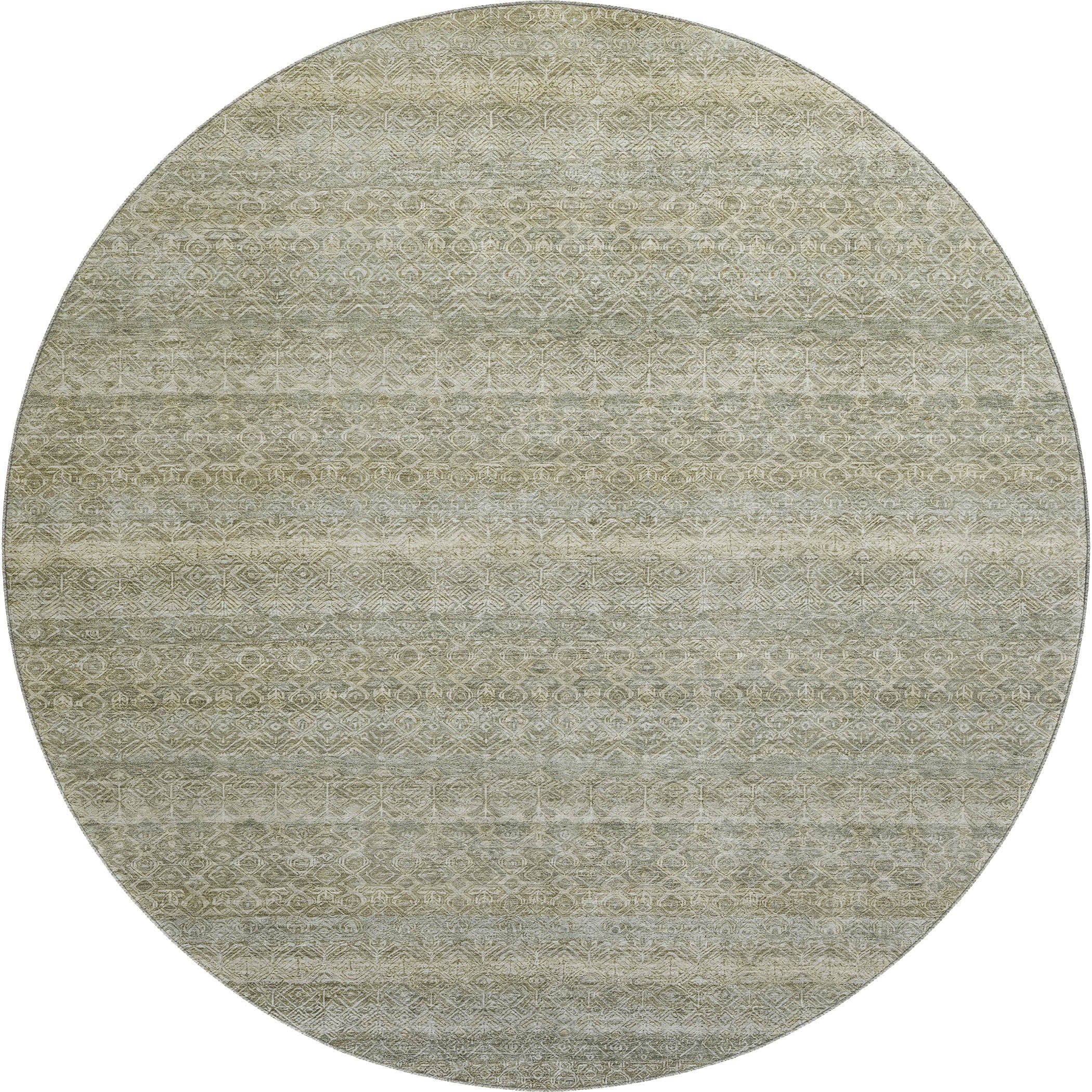 Rome Machine Washable Transitional Linen Ivory Rug 8' x 8' #shape_Round