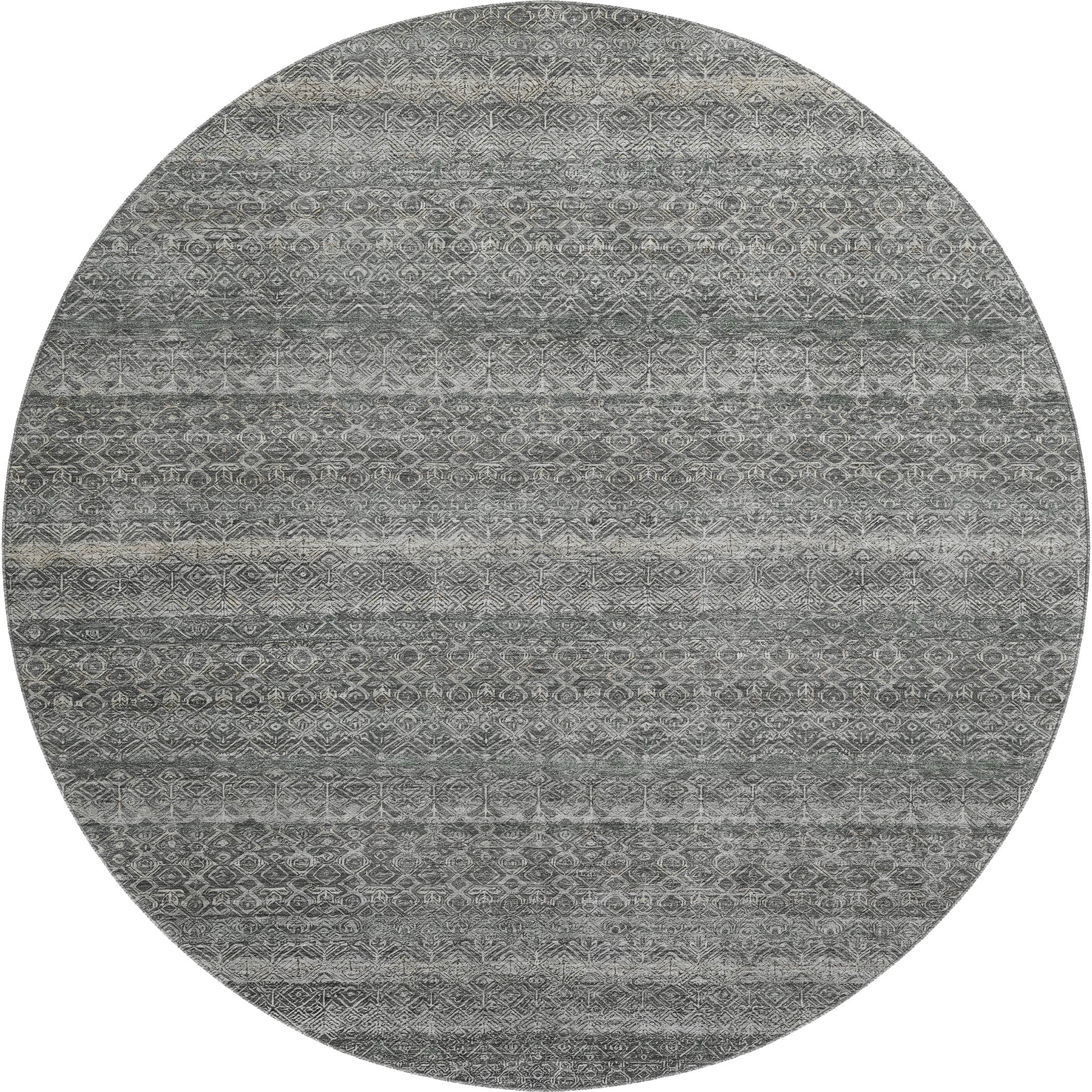 Rome Machine Washable Transitional Pewter Gray Rug 8' x 8' #shape_Round