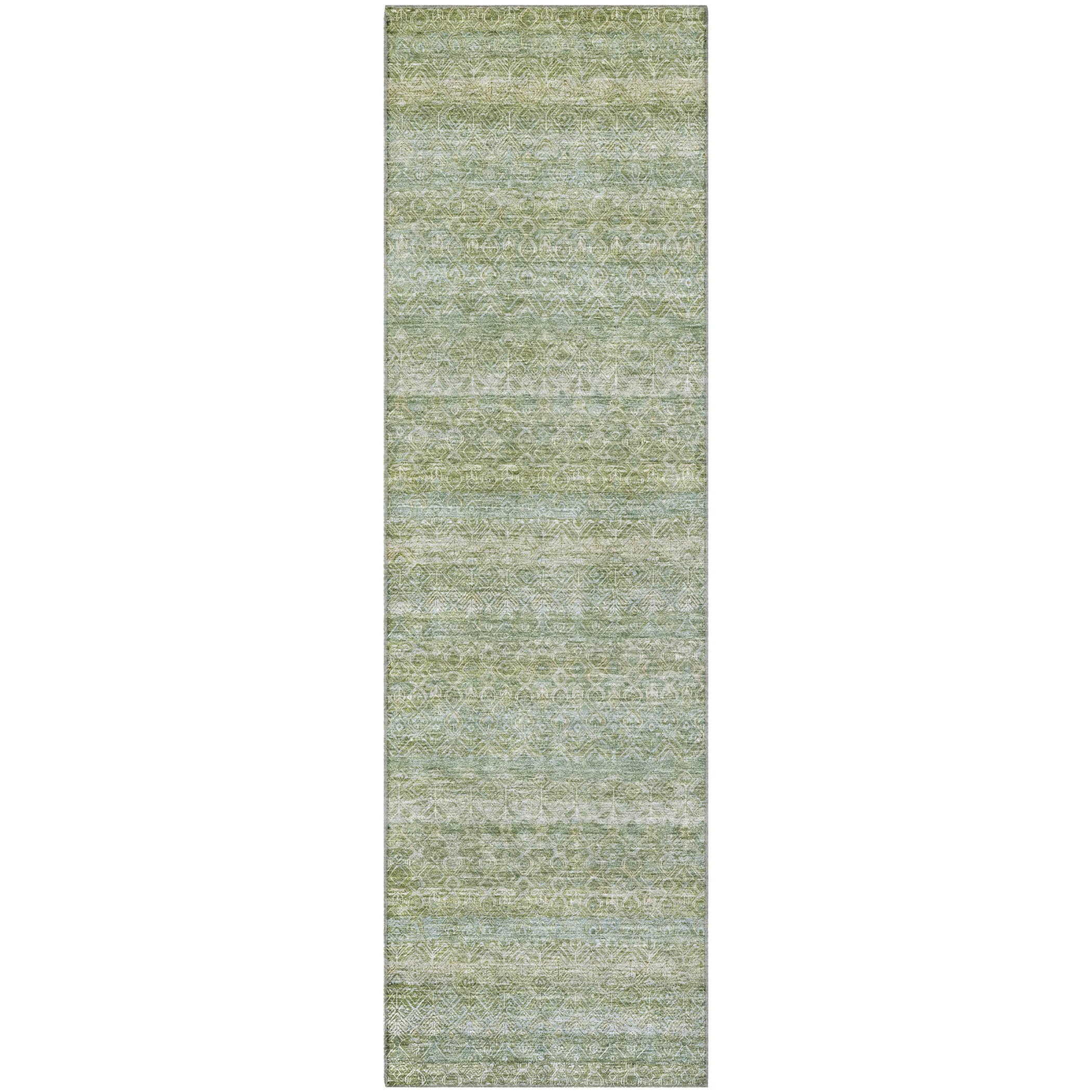 Rome Machine Washable Transitional Sage Green Rug 2'3" x 7'6" #shape_Runner