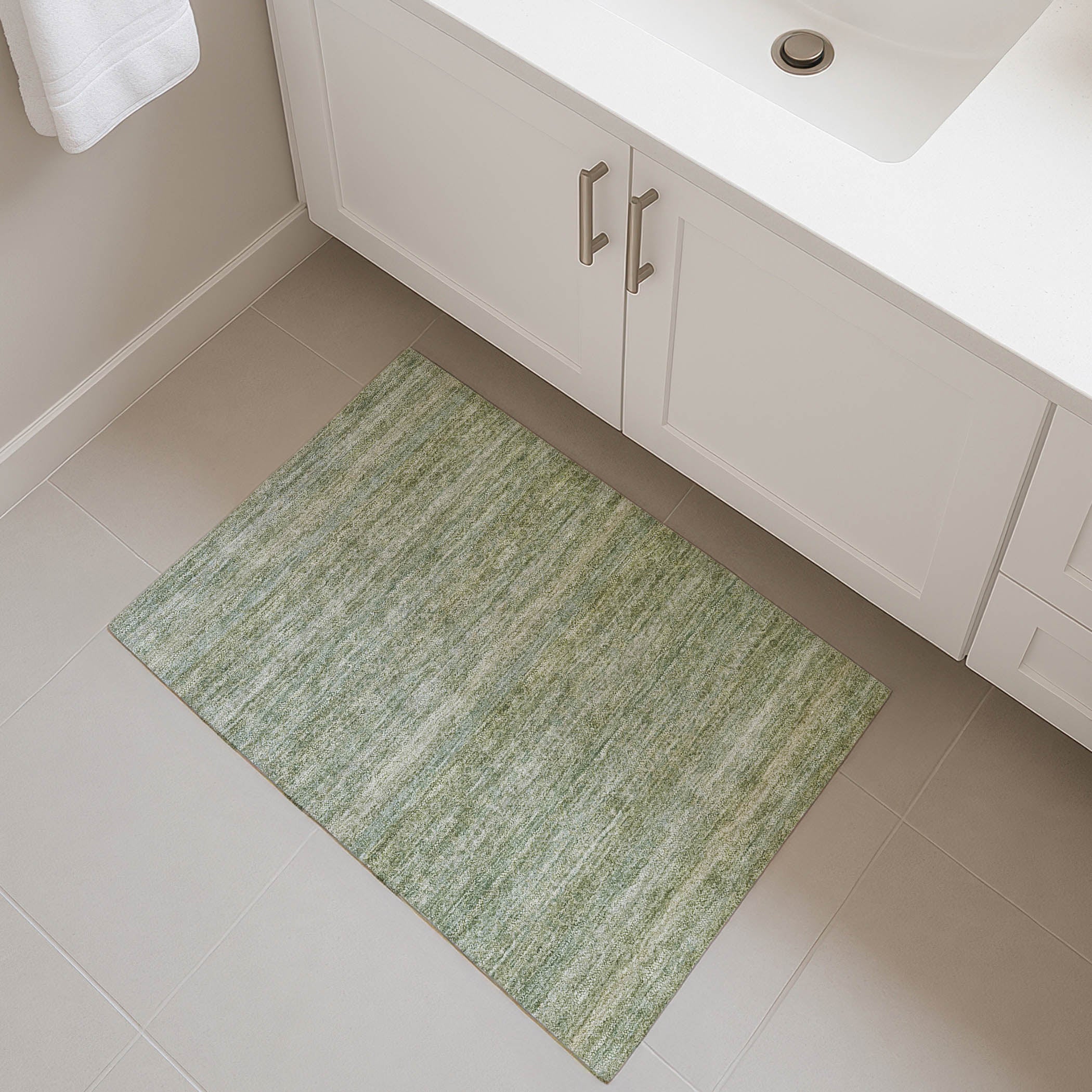 Rome Machine Washable Transitional Sage Green Rug 1'8" x 2'6" #shape_Rectangle