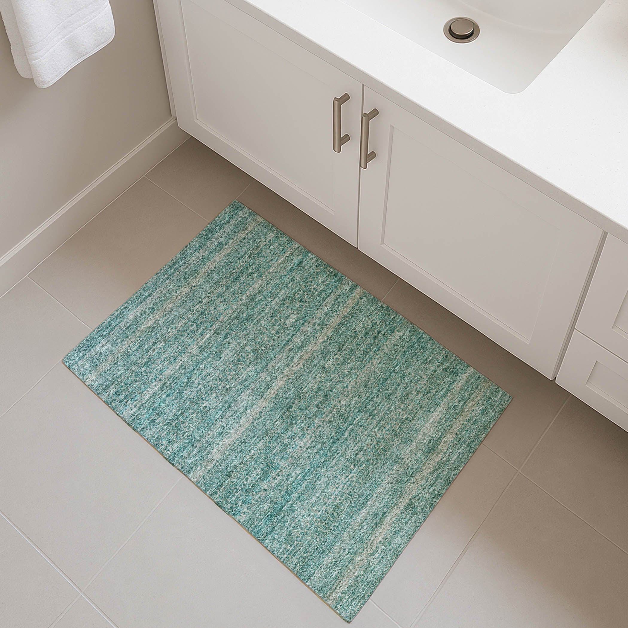 Rome Machine Washable Transitional Teal Rug 1'8" x 2'6" #shape_Rectangle