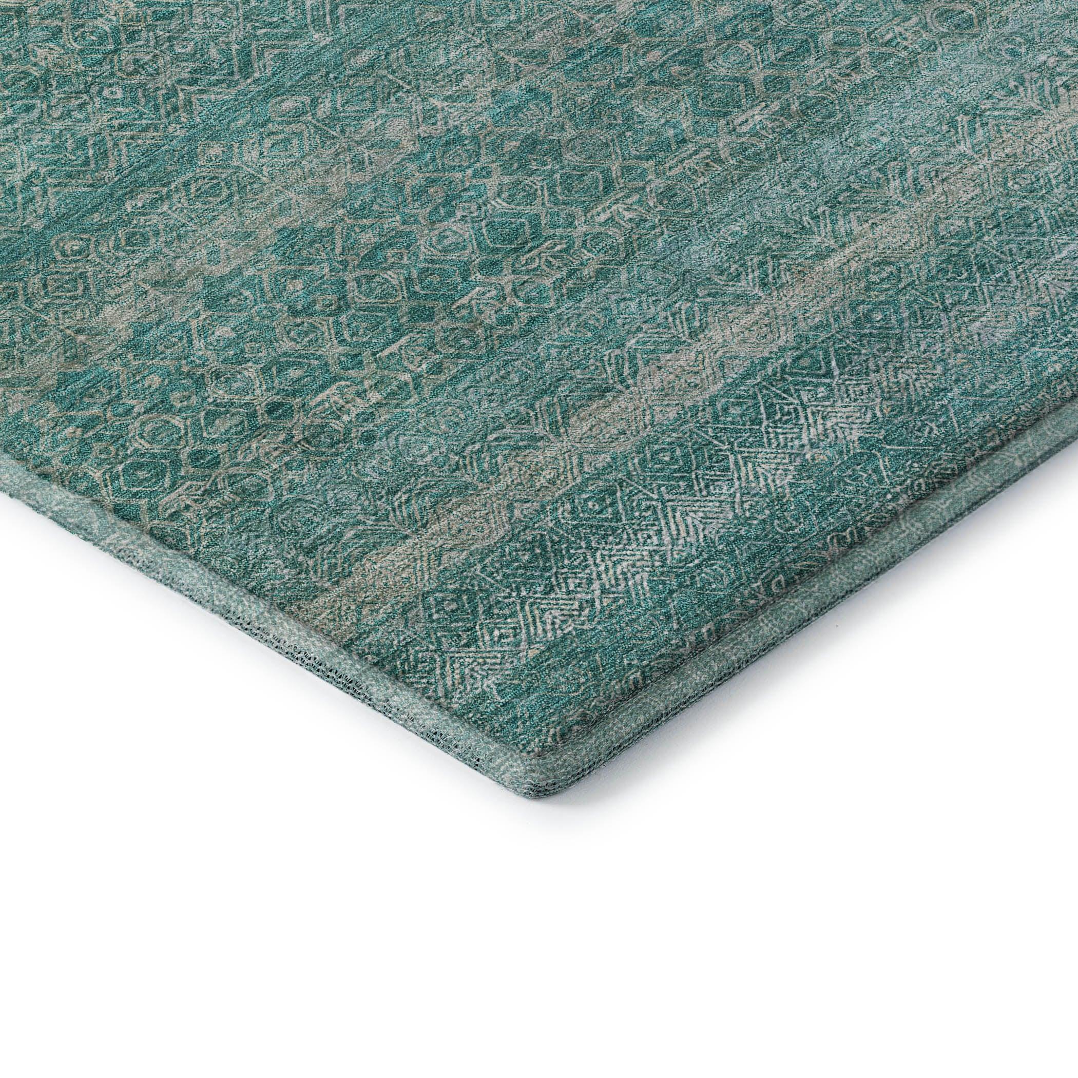 Rome Machine Washable Transitional Teal Rug 1'8" x 2'6" #shape_Rectangle