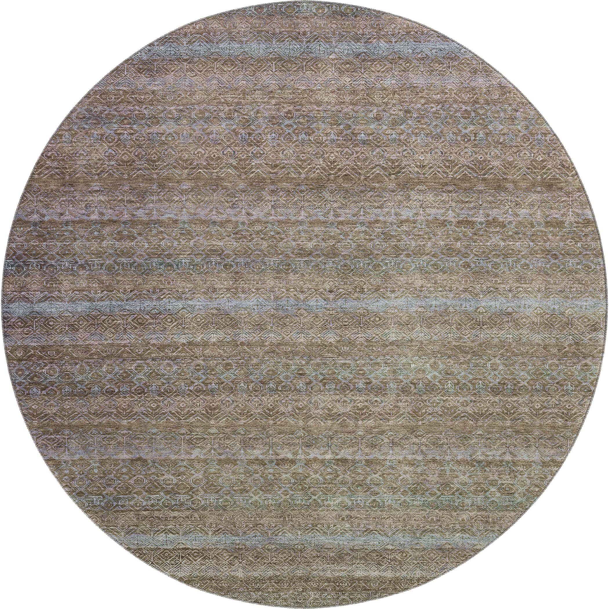 Dubrovnik Machine Washable Transitional Brown Rug 8' x 8' #shape_Round