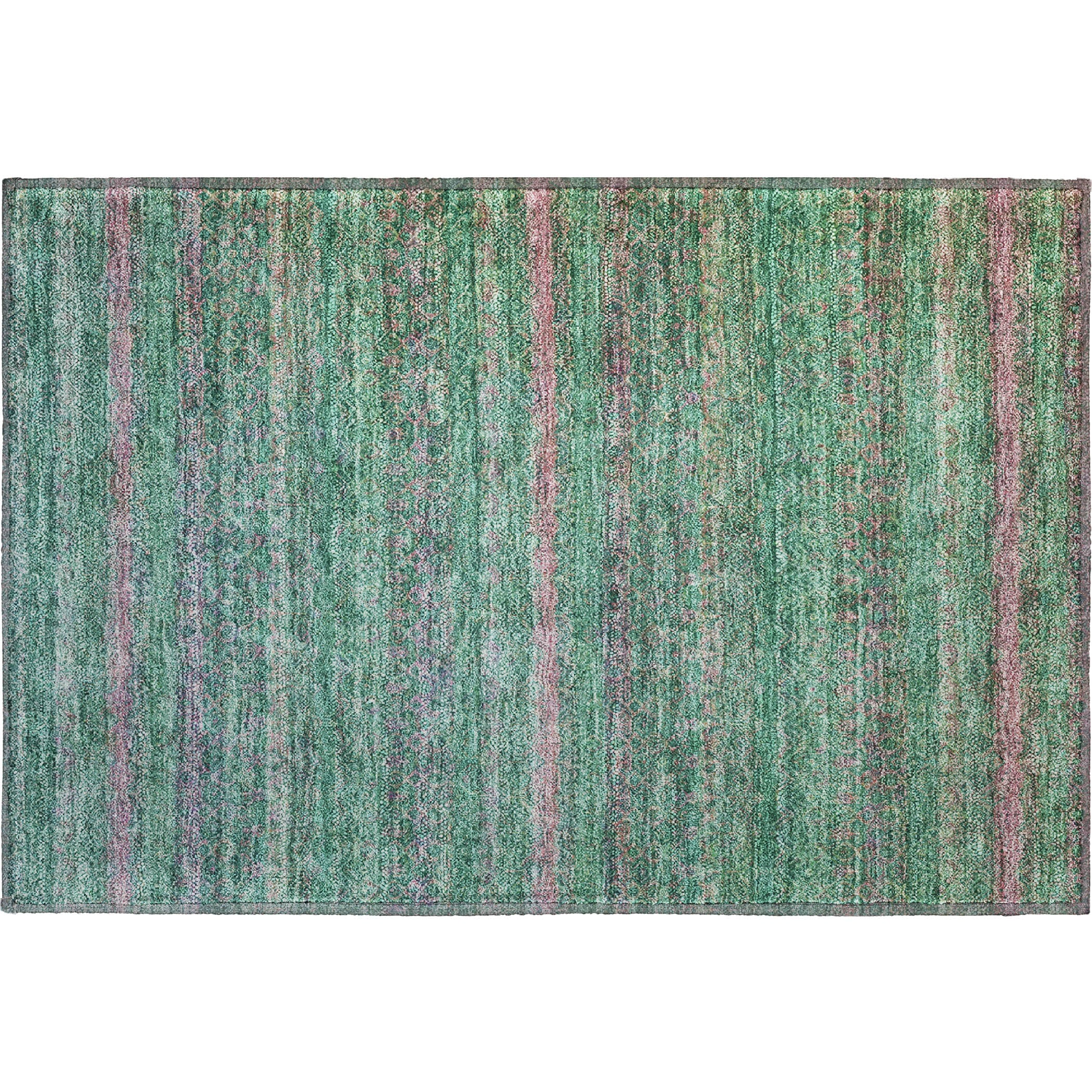 Dubrovnik Machine Washable Transitional Green Rug 1'8" x 2'6" #shape_Rectangle