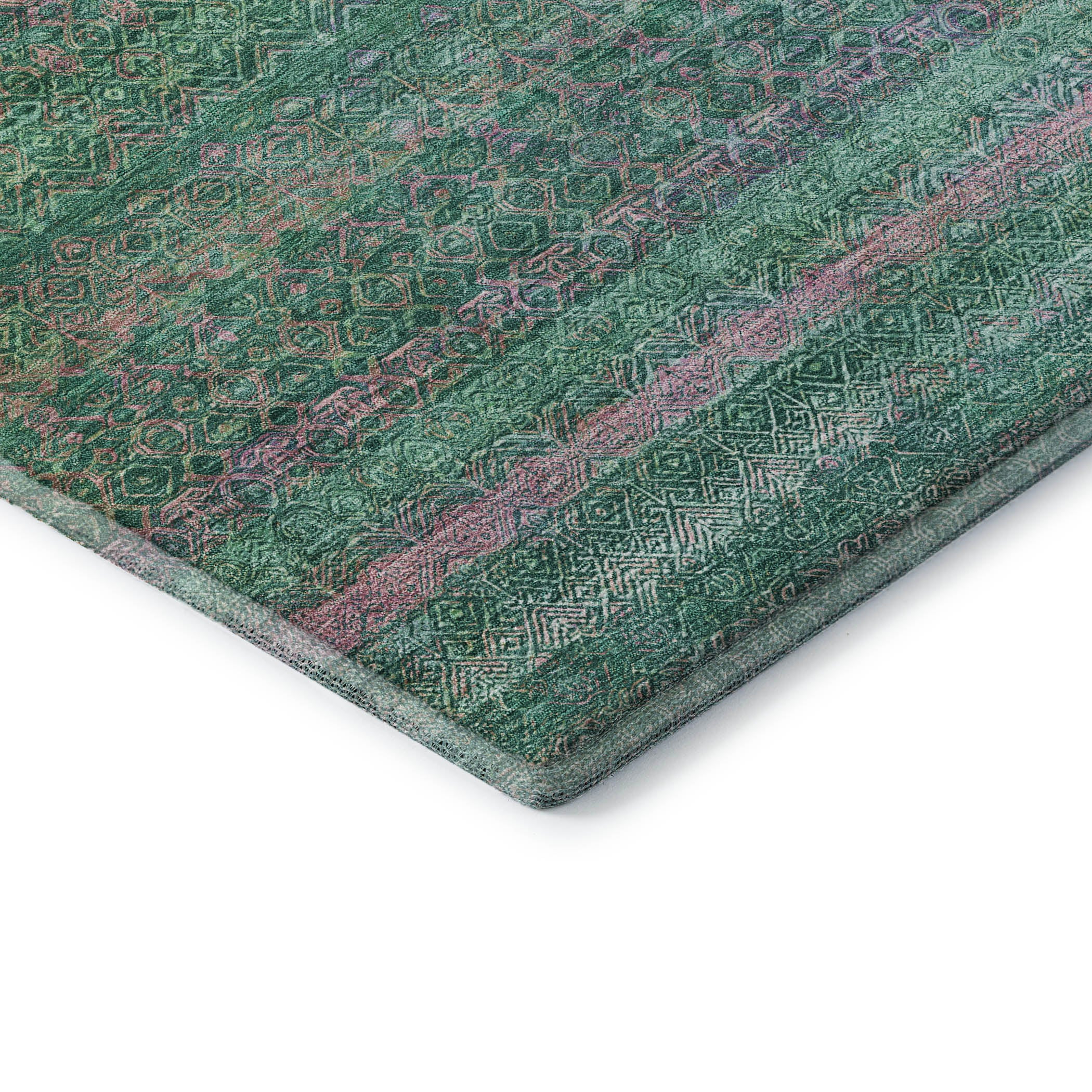 Dubrovnik Machine Washable Transitional Green Rug 1'8" x 2'6" #shape_Rectangle