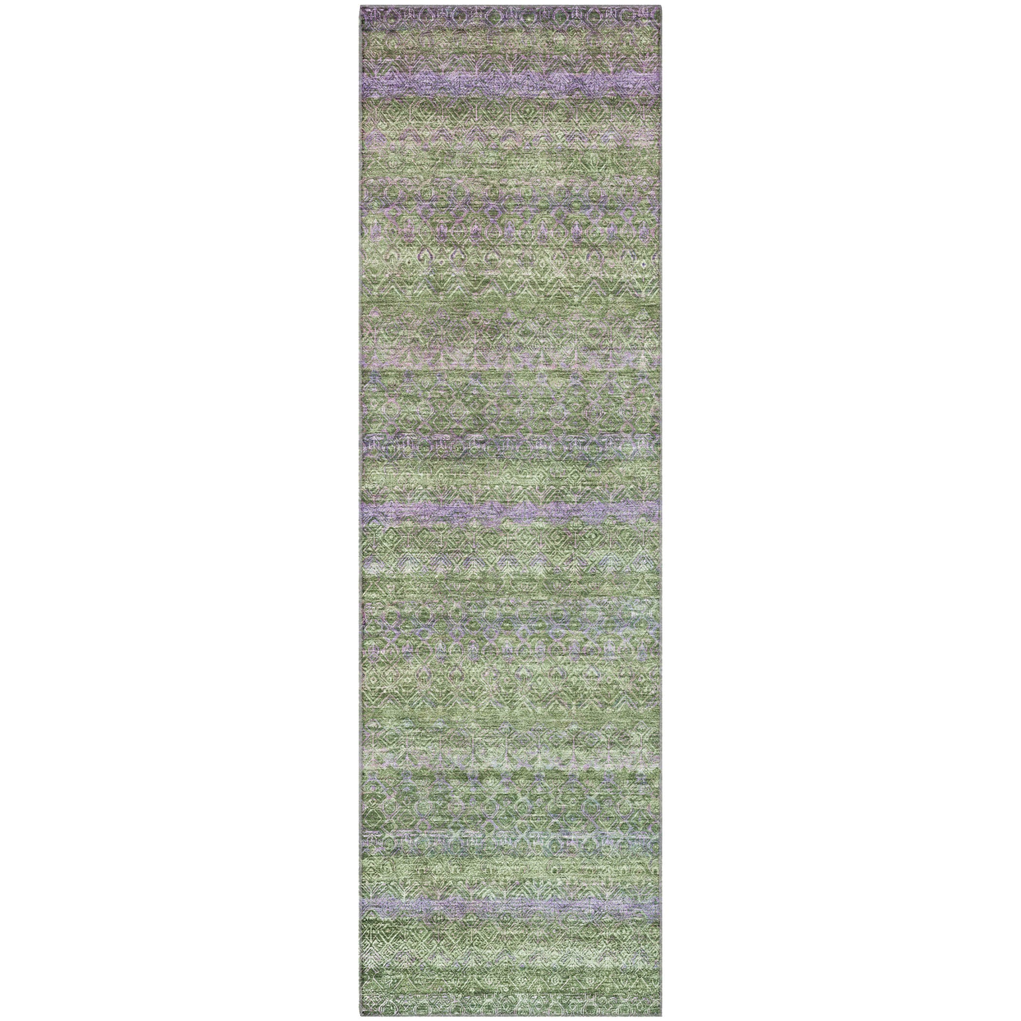 Dubrovnik Machine Washable Transitional Olive Green Rug 2'3" x 7'6" #shape_Runner