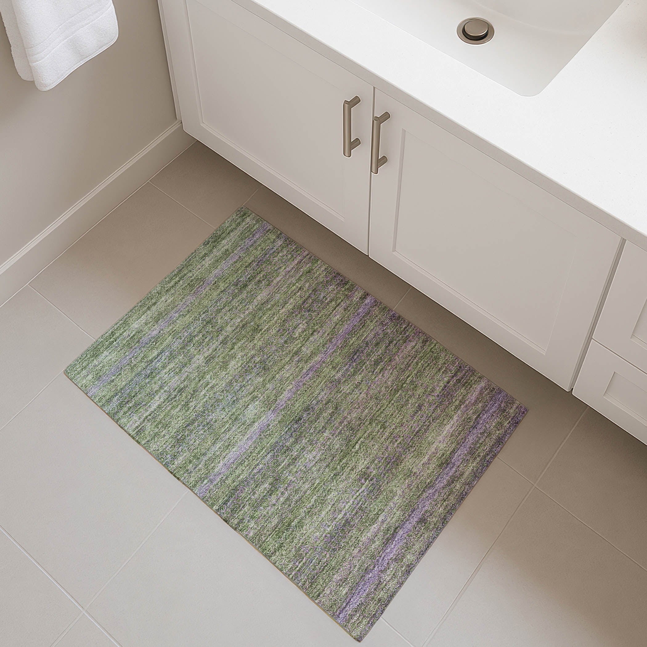 Dubrovnik Machine Washable Transitional Olive Green Rug 1'8" x 2'6" #shape_Rectangle