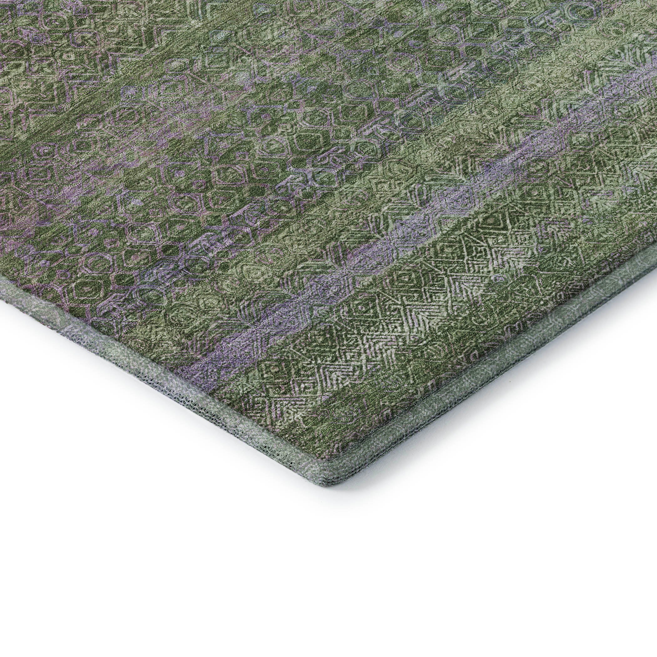 Dubrovnik Machine Washable Transitional Olive Green Rug 1'8" x 2'6" #shape_Rectangle