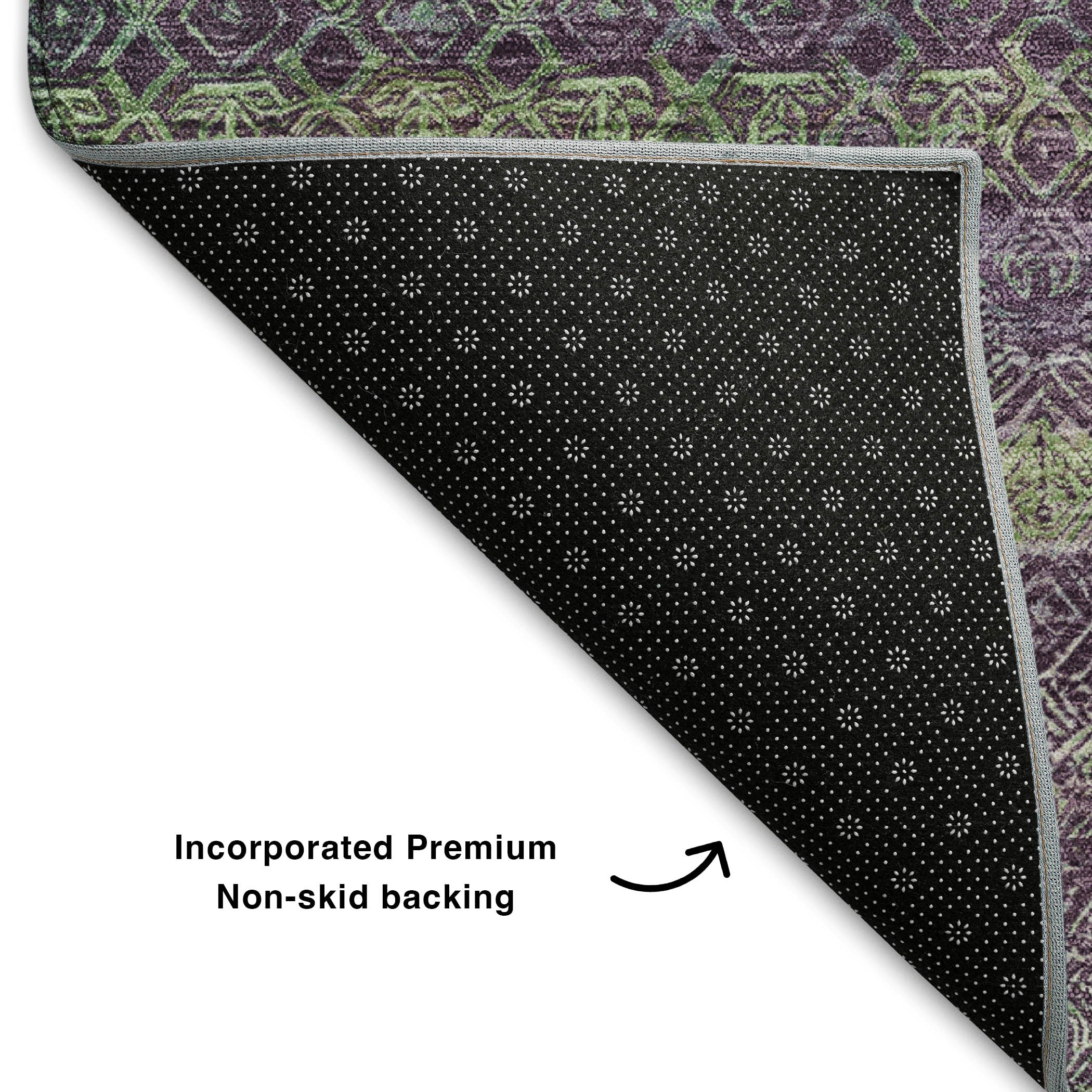 Dubrovnik Machine Washable Transitional Purple Rug 1'8" x 2'6" #shape_Rectangle