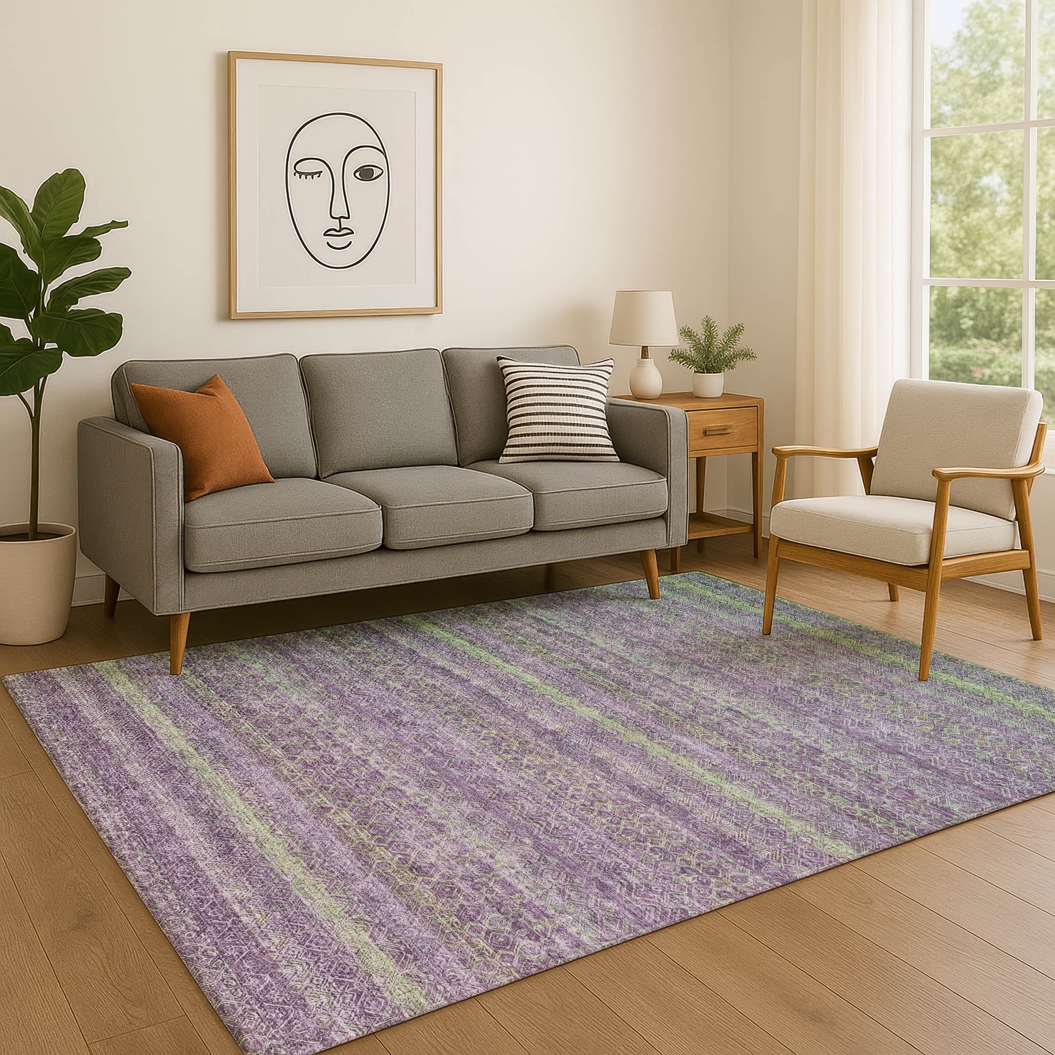 Dubrovnik Machine Washable Transitional Purple Rug 2'6" x 3'10" #shape_Rectangle