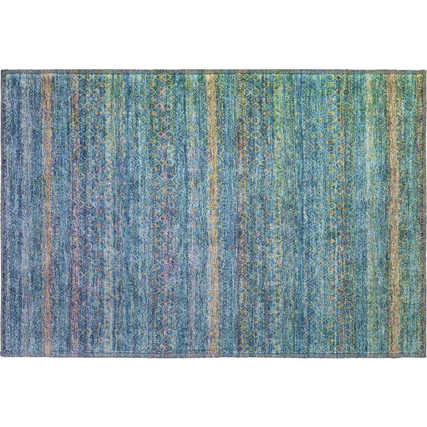 Dubrovnik Machine Washable Transitional Teal Rug 1'8" x 2'6"