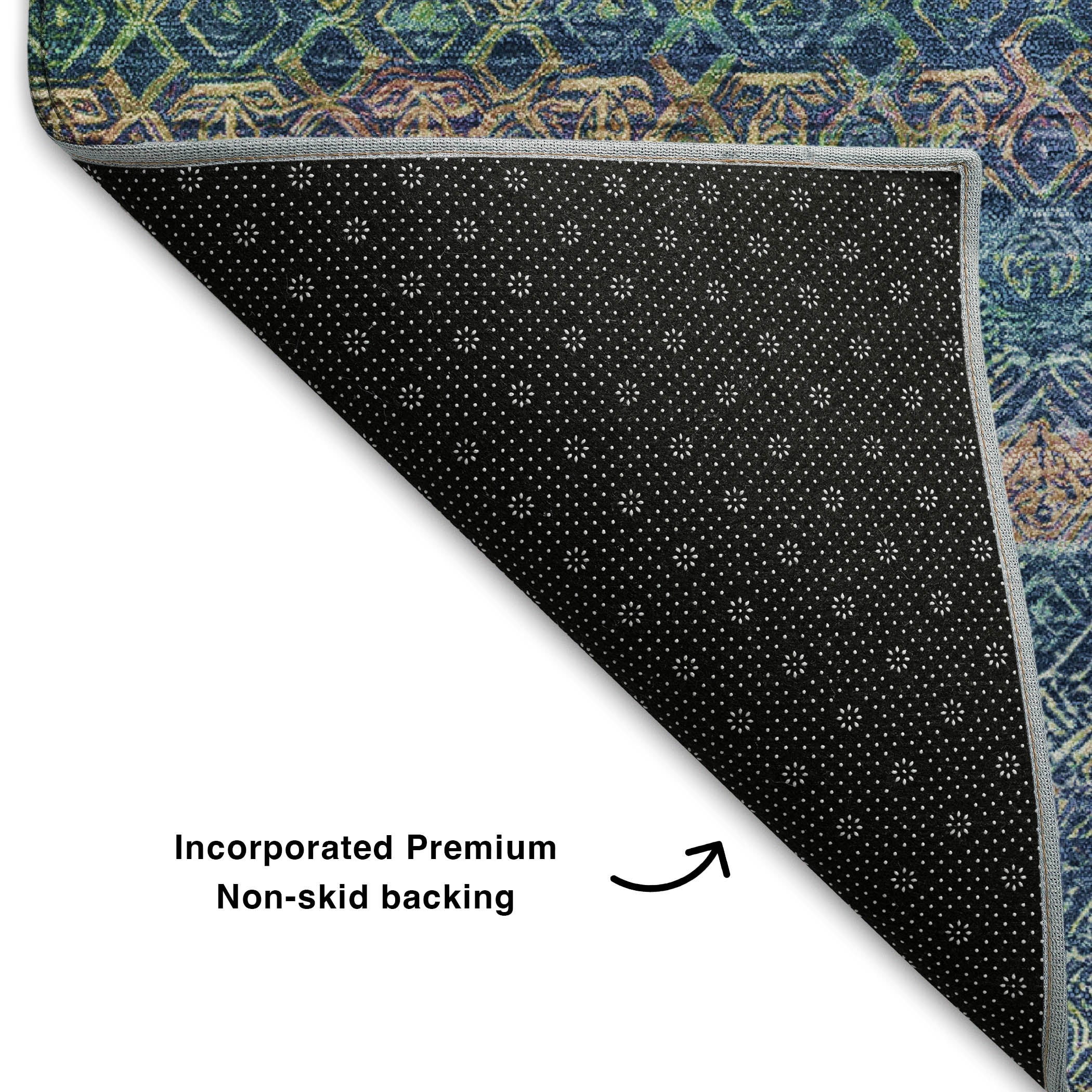 Dubrovnik Machine Washable Transitional Teal Rug 1'8" x 2'6" #shape_Rectangle