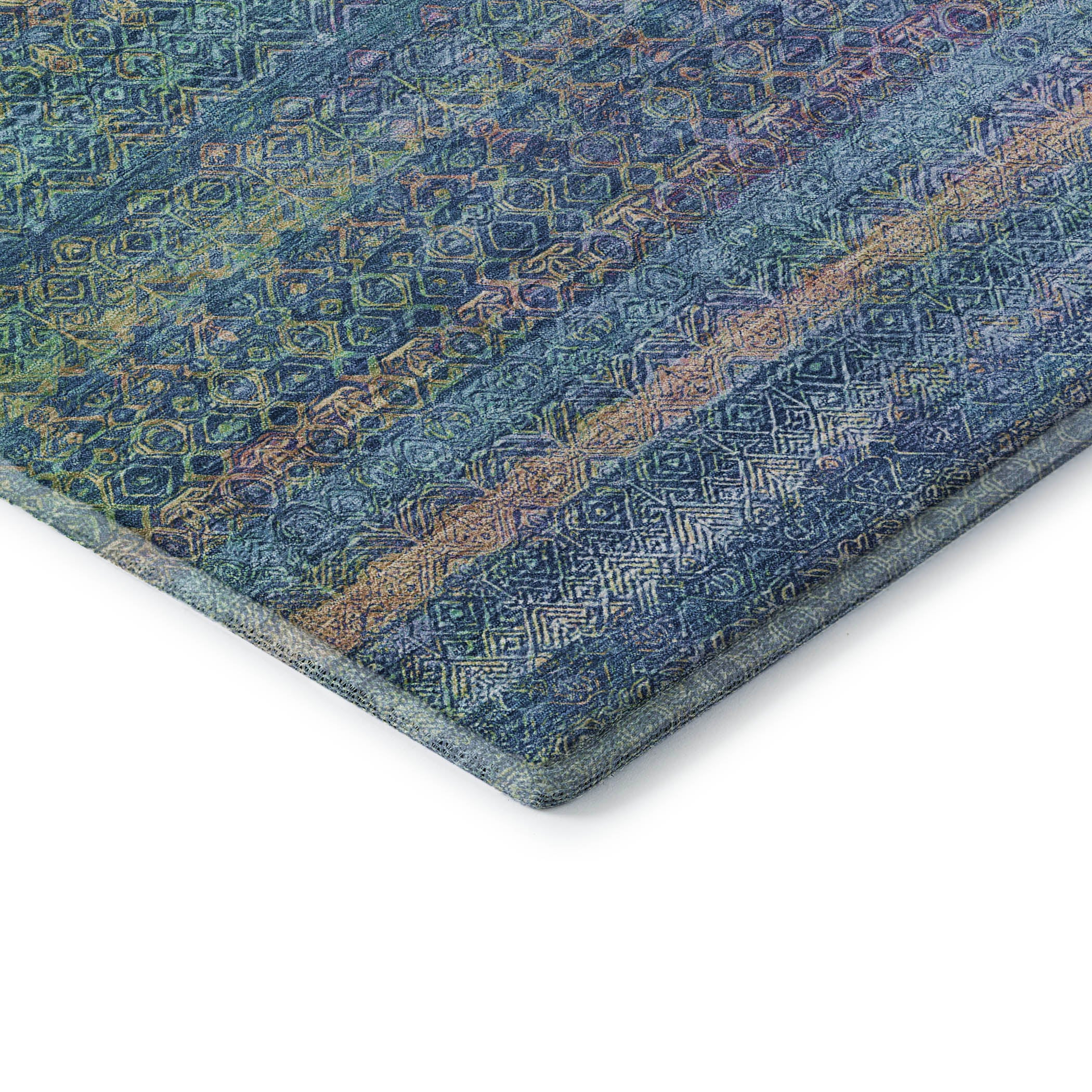 Dubrovnik Machine Washable Transitional Teal Rug 1'8" x 2'6" #shape_Rectangle