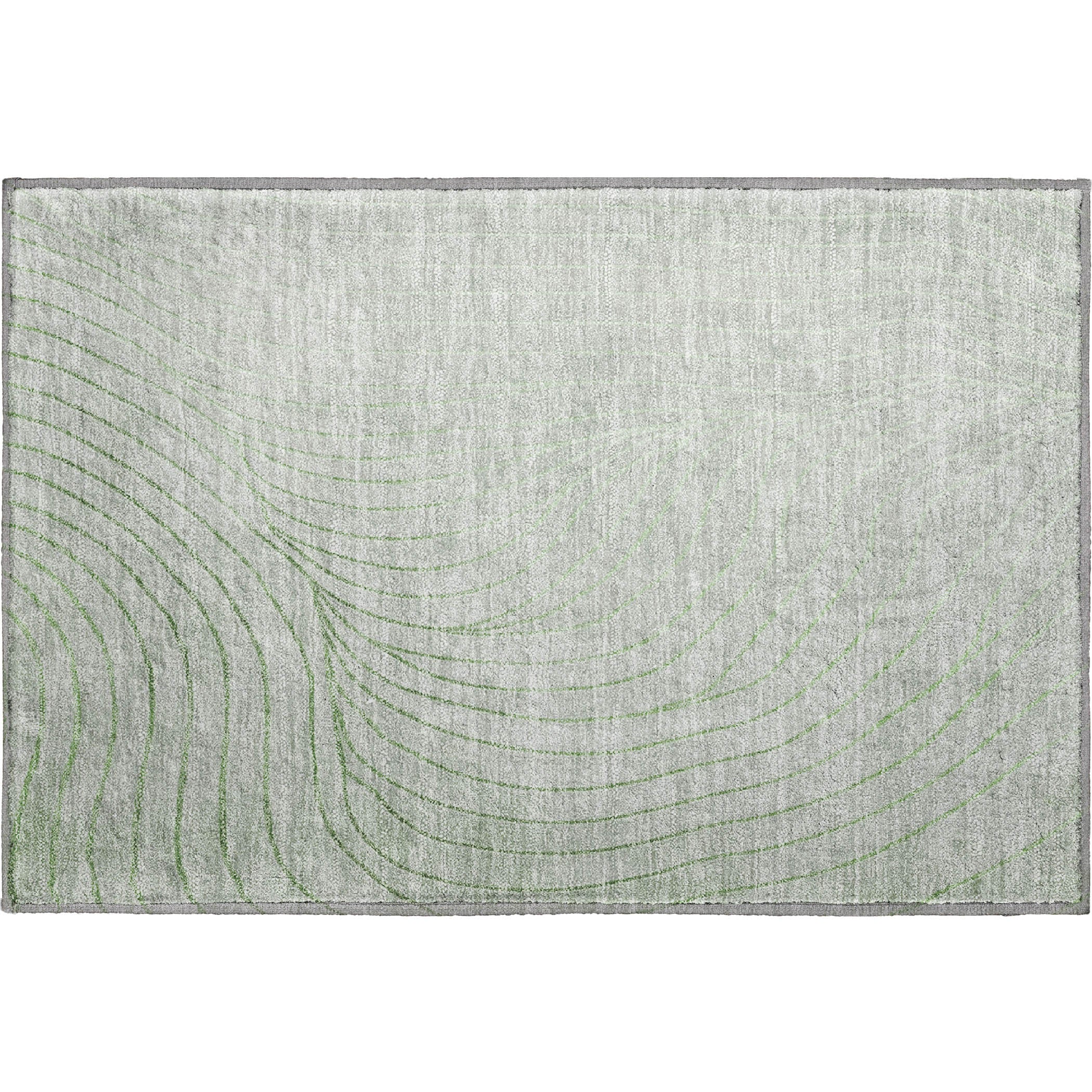 Bergen Machine Washable Transitional Aloe Green Rug 1'8" x 2'6" #shape_Rectangle