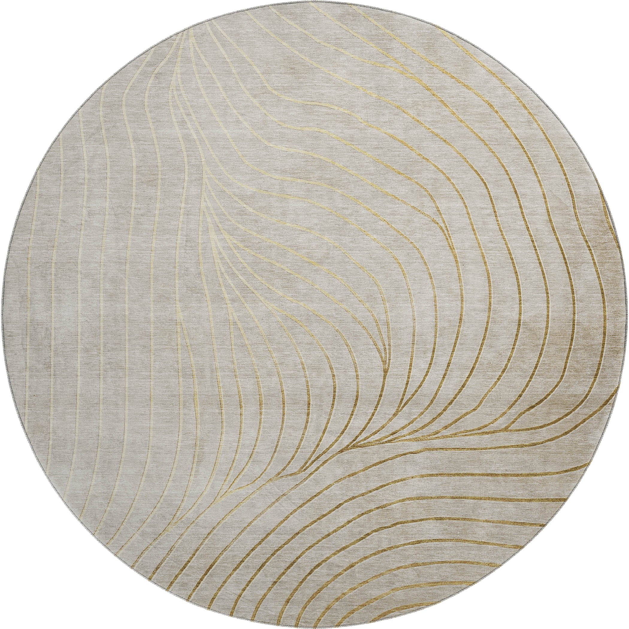 Bergen Machine Washable Transitional Beige Brown Rug 8' x 8' #shape_Round