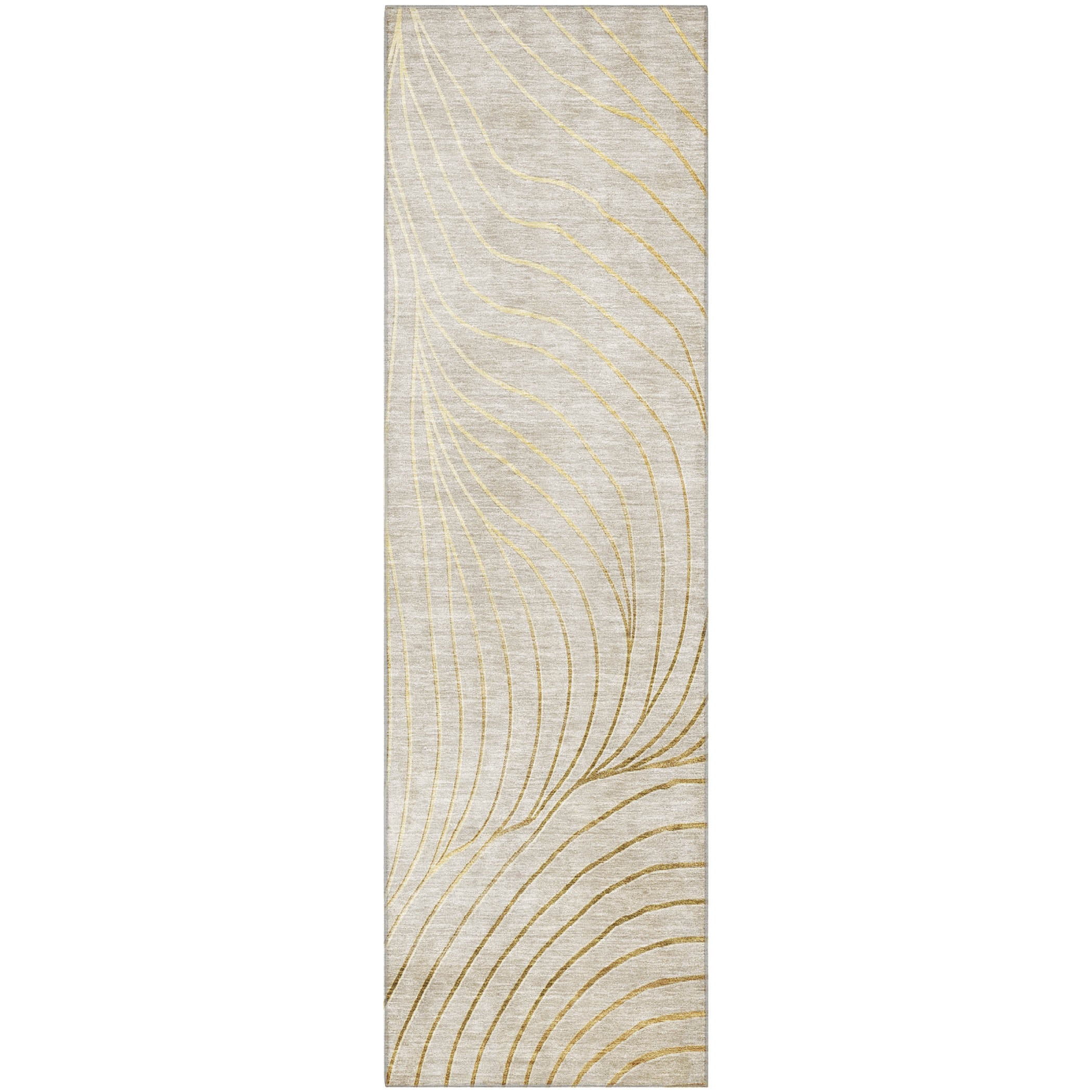 Bergen Machine Washable Transitional Beige Brown Rug 2'3" x 7'6" #shape_Runner