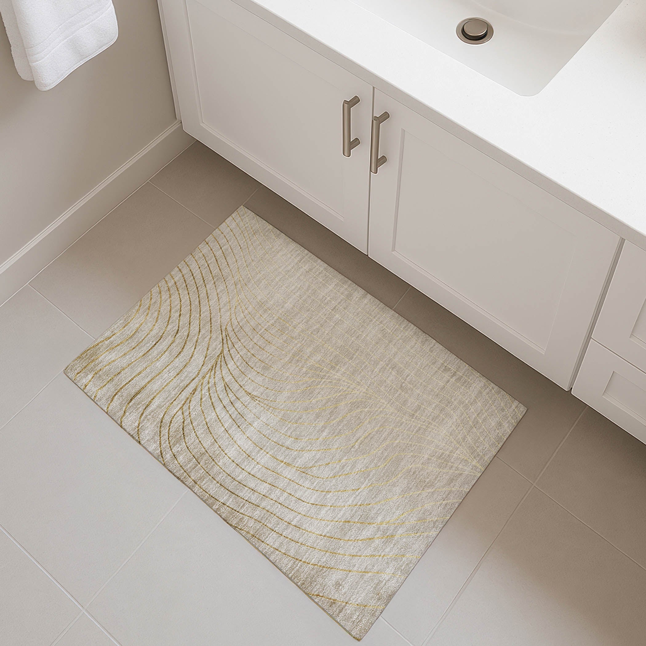 Bergen Machine Washable Transitional Beige Brown Rug 1'8" x 2'6" #shape_Rectangle