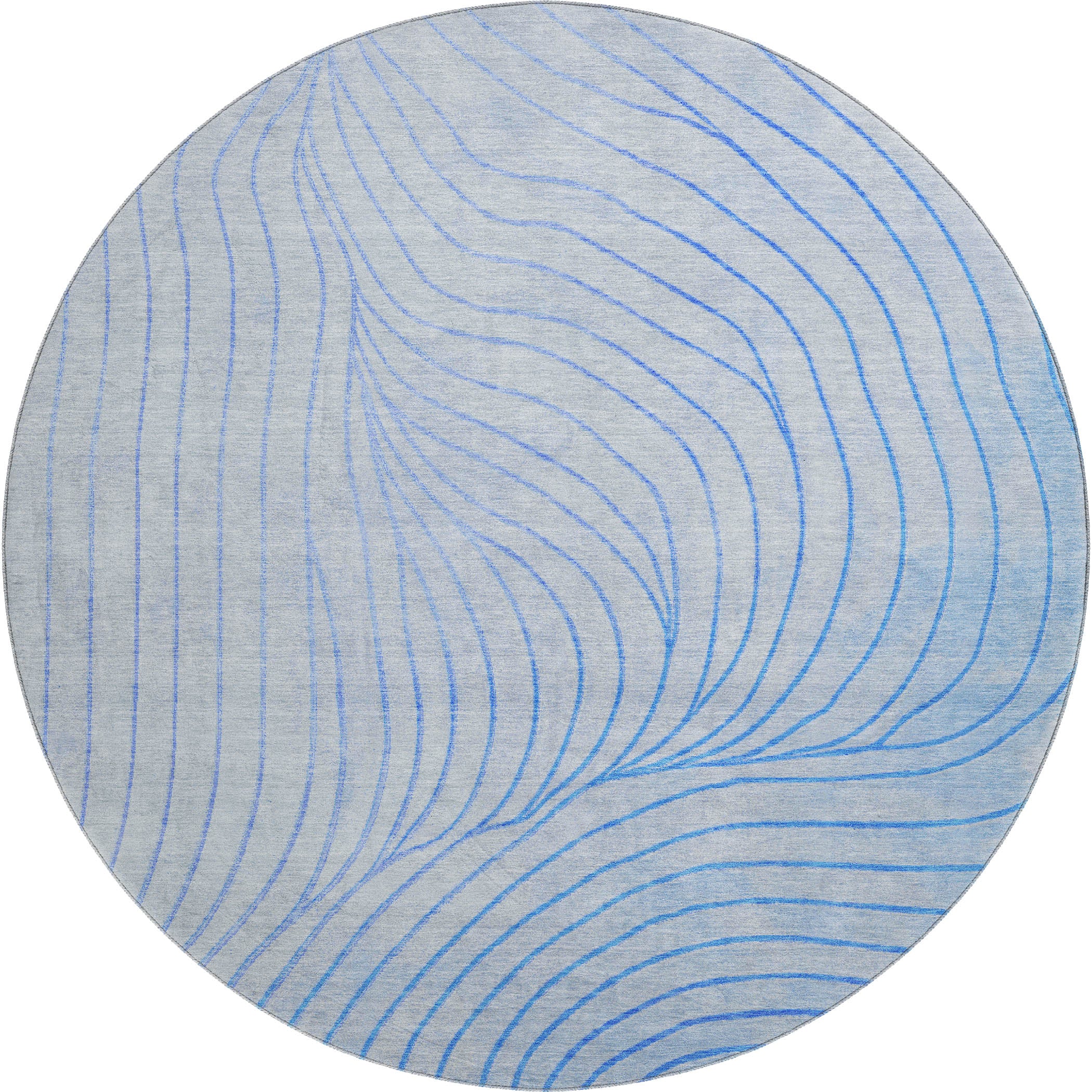 Bergen Machine Washable Transitional Blue Rug 8' x 8' #shape_Round