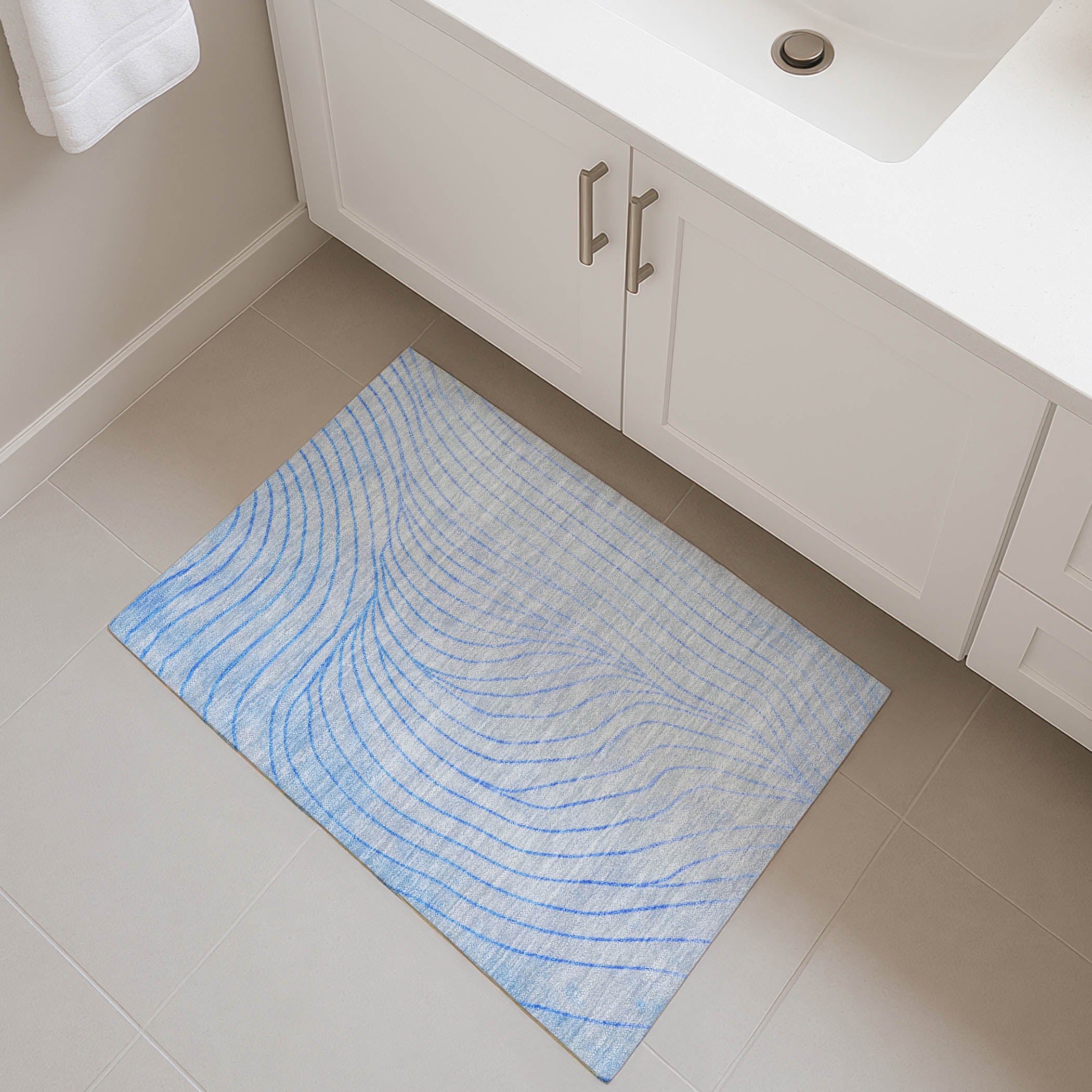 Bergen Machine Washable Transitional Blue Rug 1'8" x 2'6" #shape_Rectangle