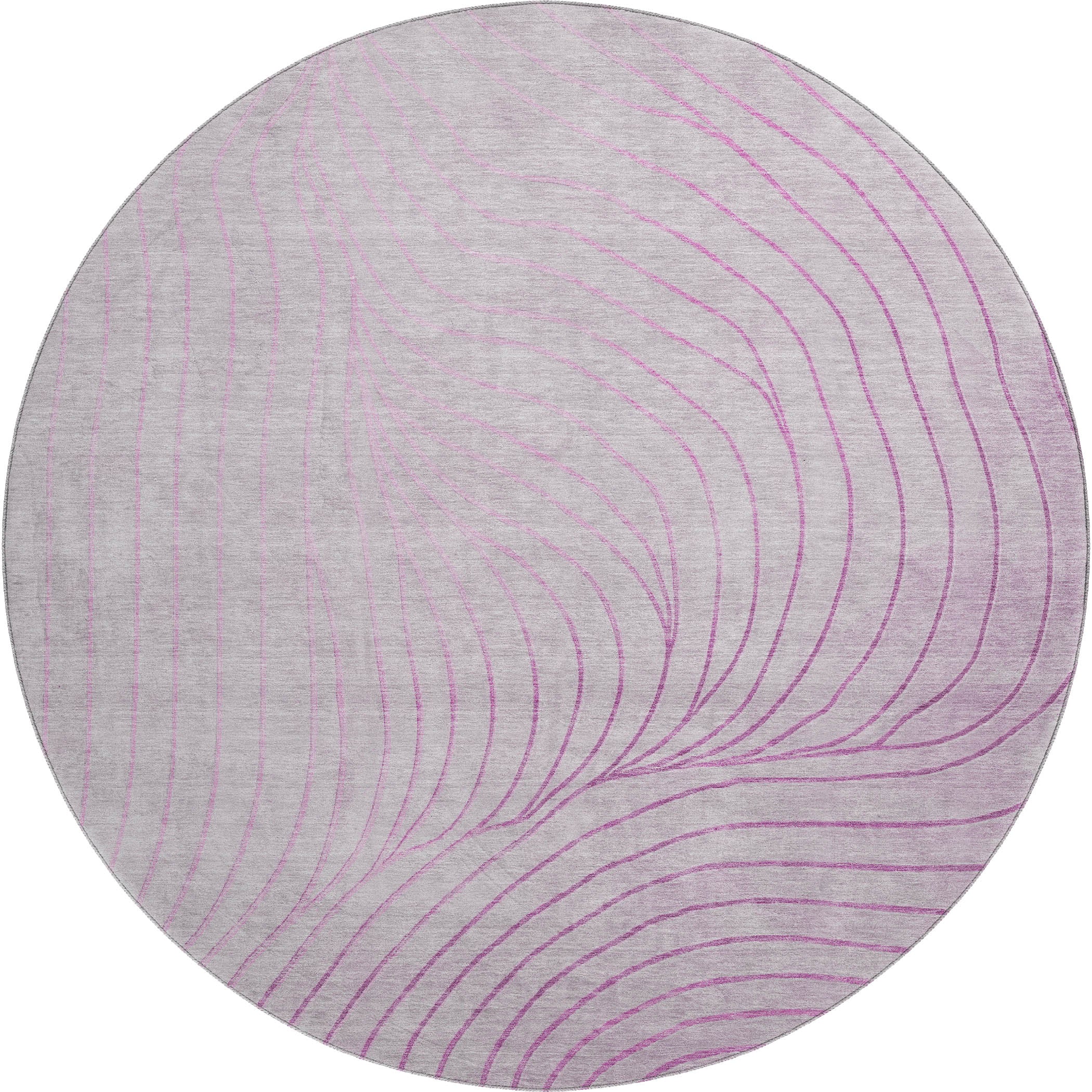 Bergen Machine Washable Transitional Blush Pink Rug 8' x 8' #shape_Round