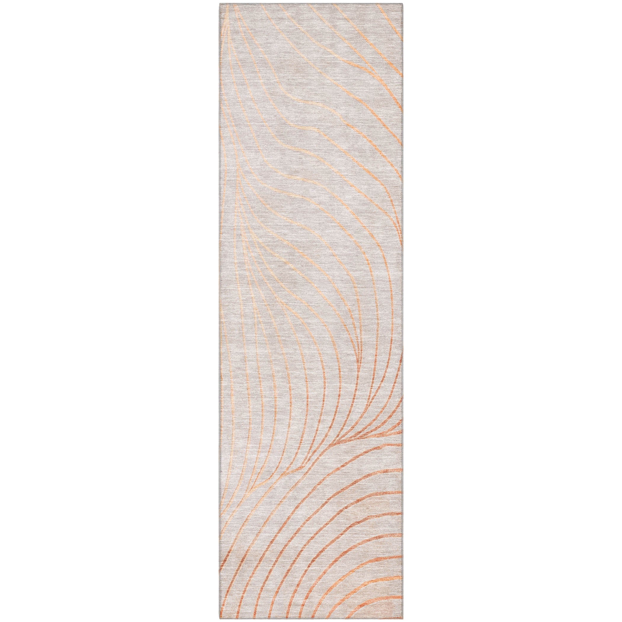 Bergen Machine Washable Transitional Copper Orange Rug 2'3" x 7'6" #shape_Runner