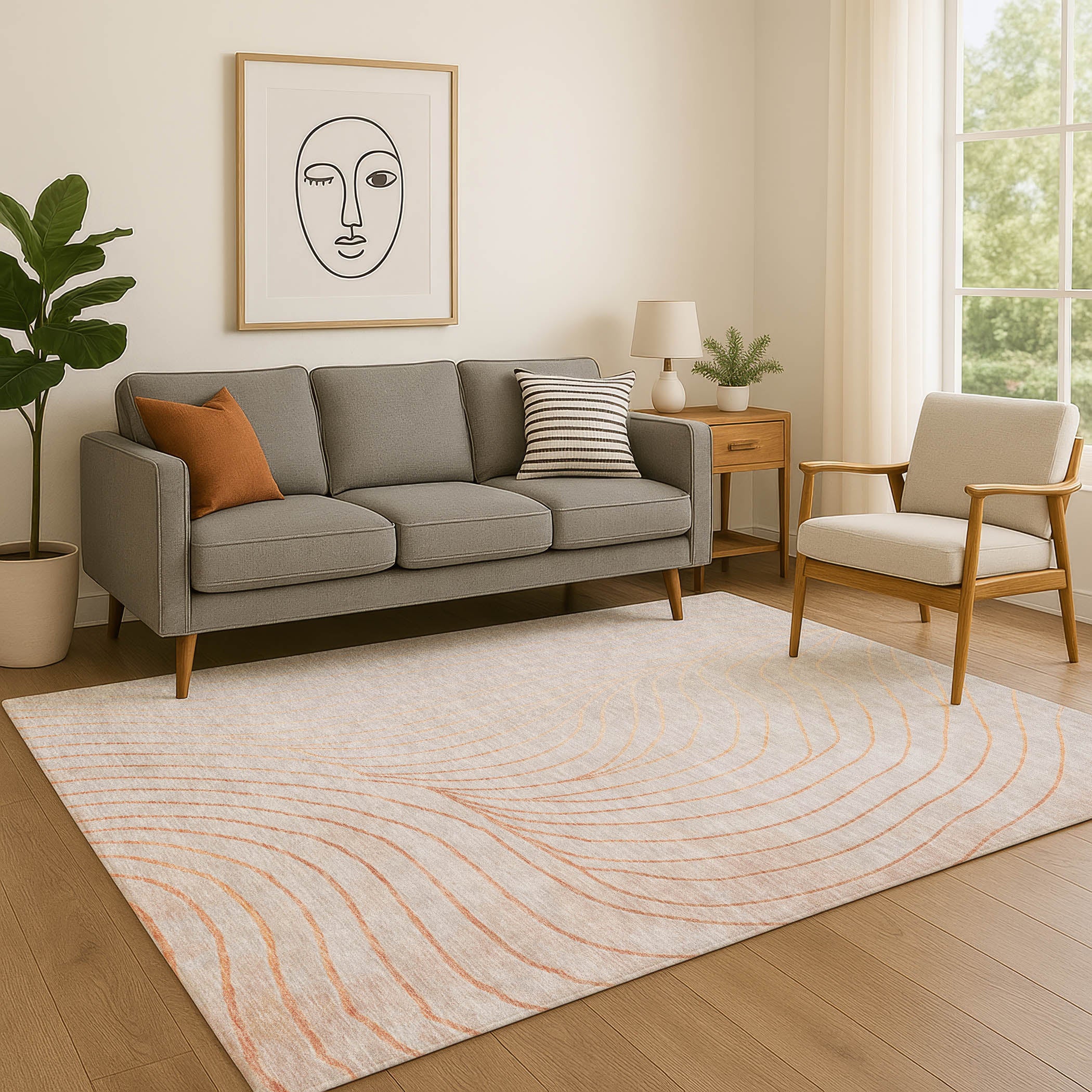 Bergen Machine Washable Transitional Copper Orange Rug 2'6" x 3'10" #shape_Rectangle