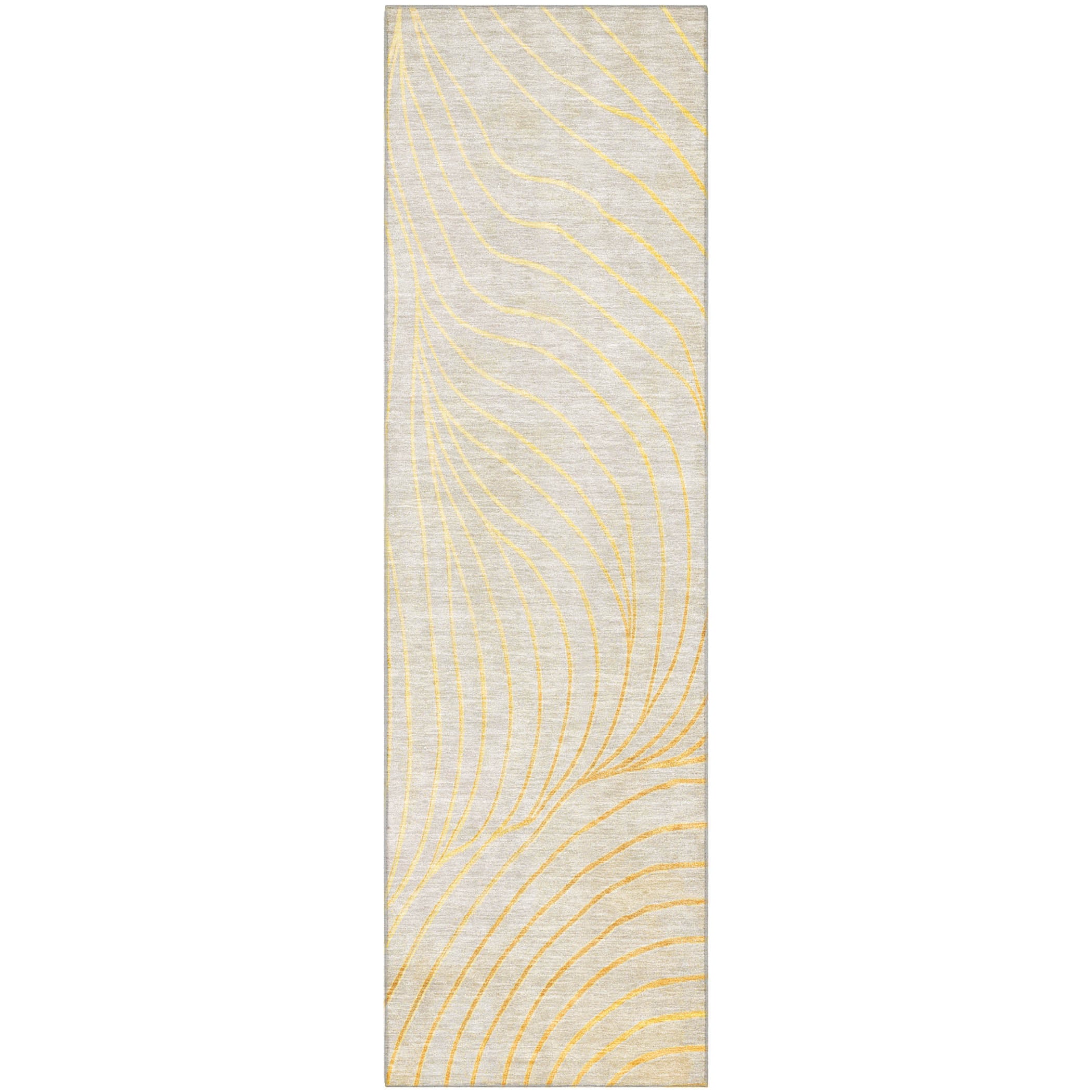 Bergen Machine Washable Transitional Gold Rug 2'3" x 7'6" #shape_Runner