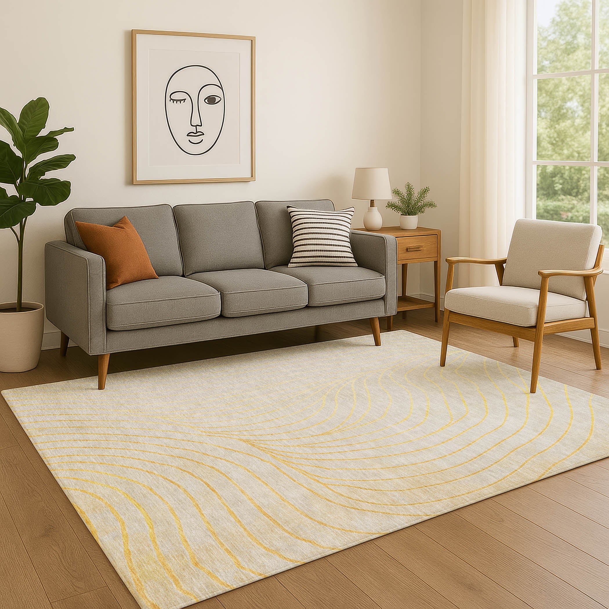 Bergen Machine Washable Transitional Gold Rug 2'6" x 3'10" #shape_Rectangle