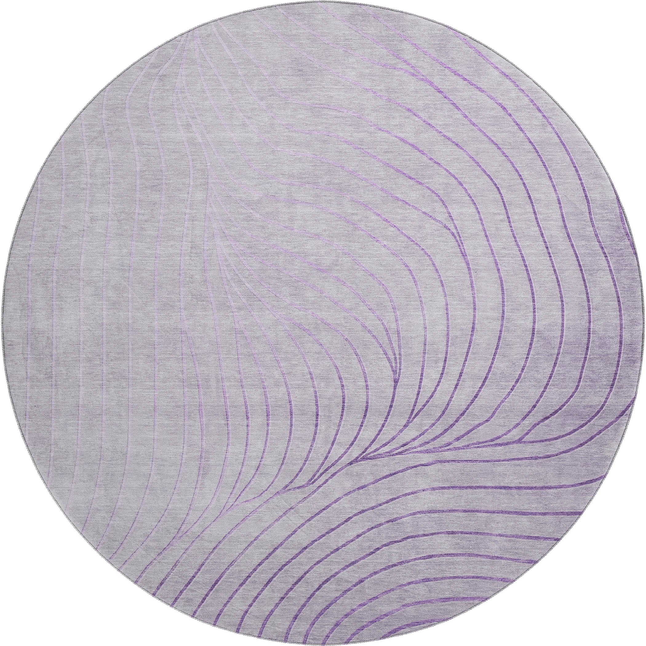 Bergen Machine Washable Transitional Lavender Purple Rug 8' x 8' #shape_Round