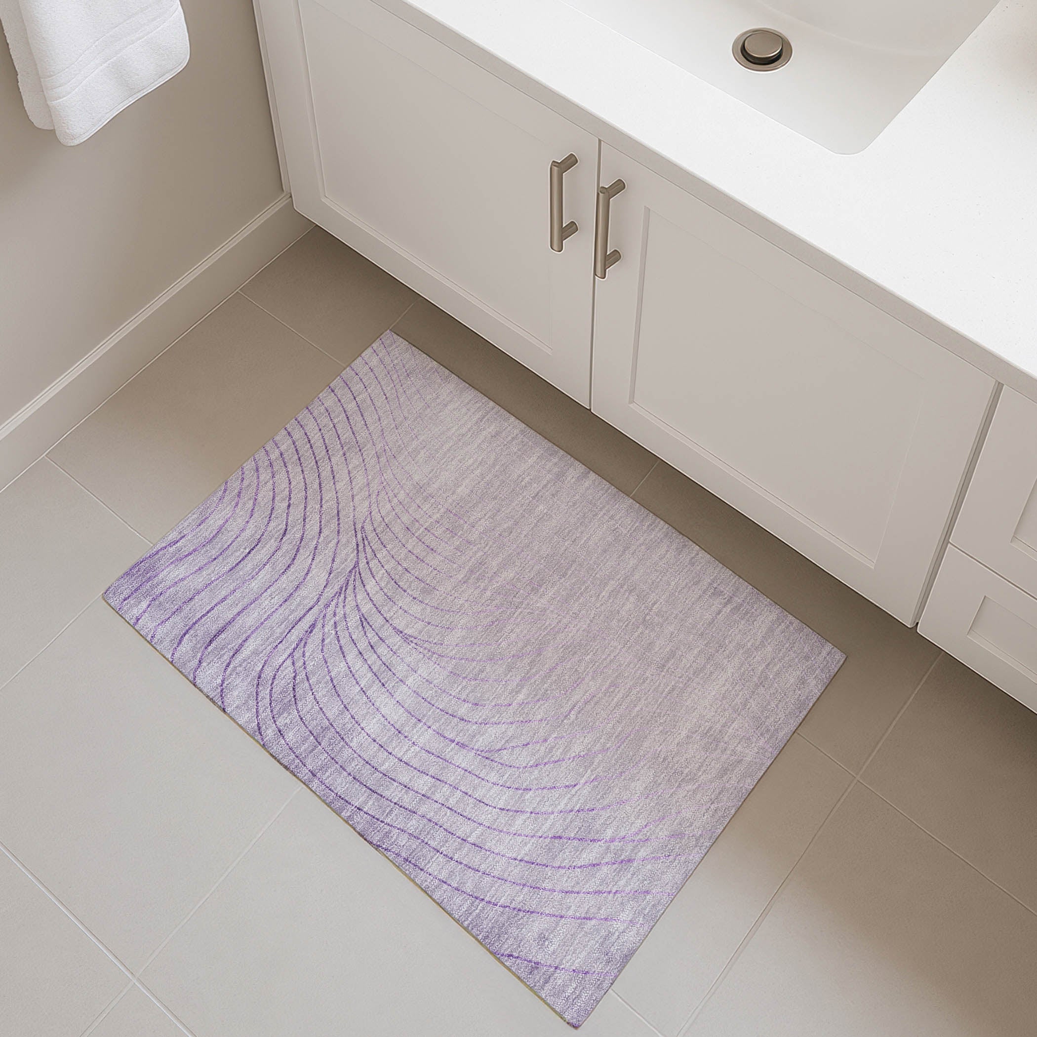 Bergen Machine Washable Transitional Lavender Purple Rug 1'8" x 2'6" #shape_Rectangle