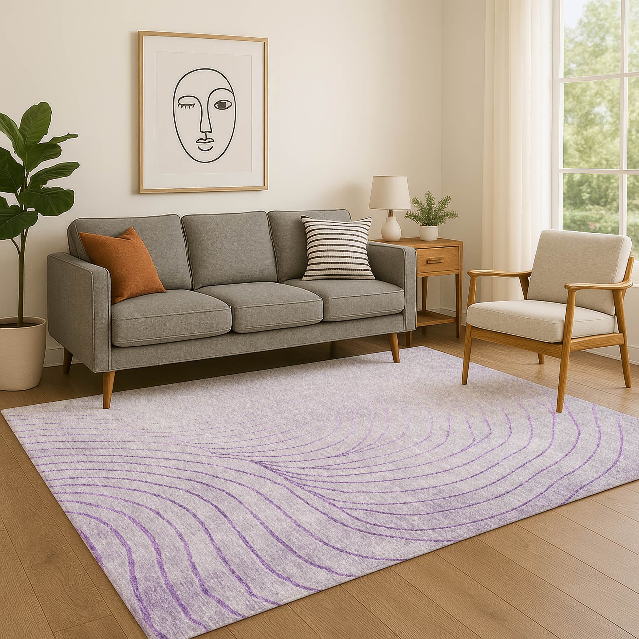 Bergen Machine Washable Transitional Lavender Purple Rug 2'6" x 3'10" #shape_Rectangle