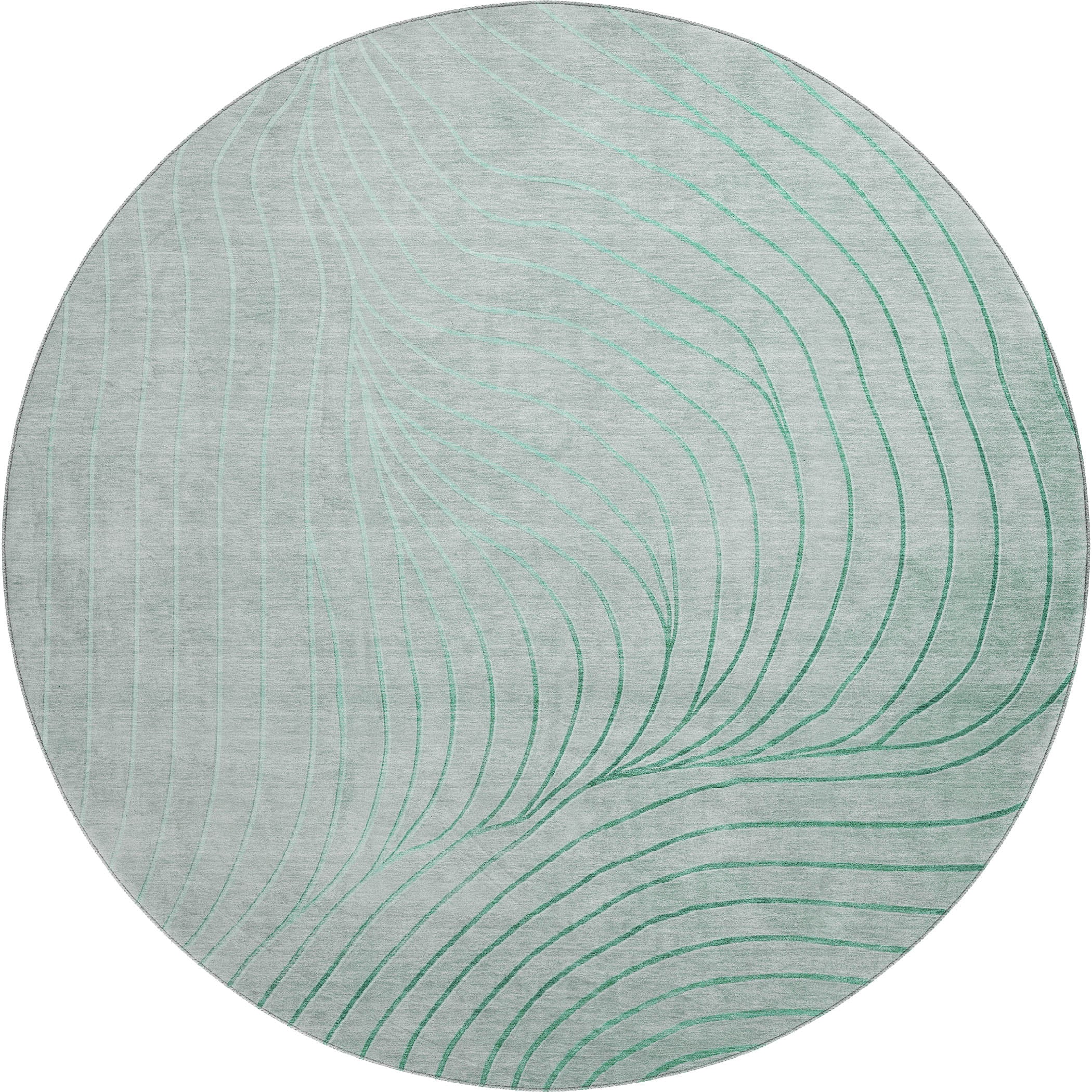Bergen Machine Washable Transitional Mint Green Rug 8' x 8' #shape_Round