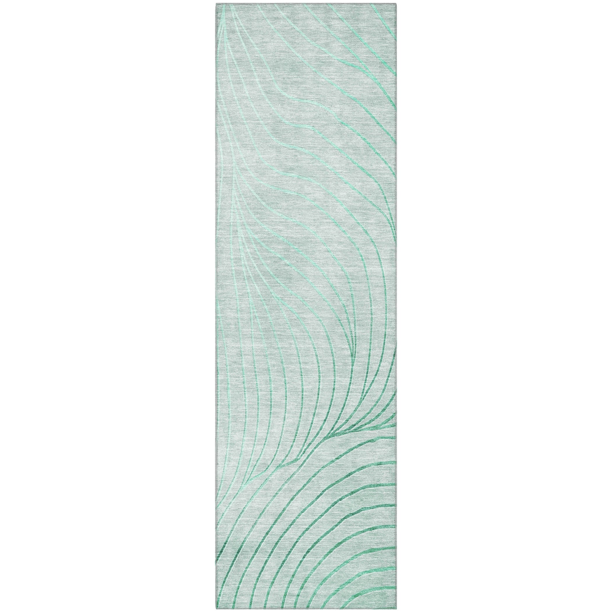 Bergen Machine Washable Transitional Mint Green Rug 2'3" x 7'6" #shape_Runner
