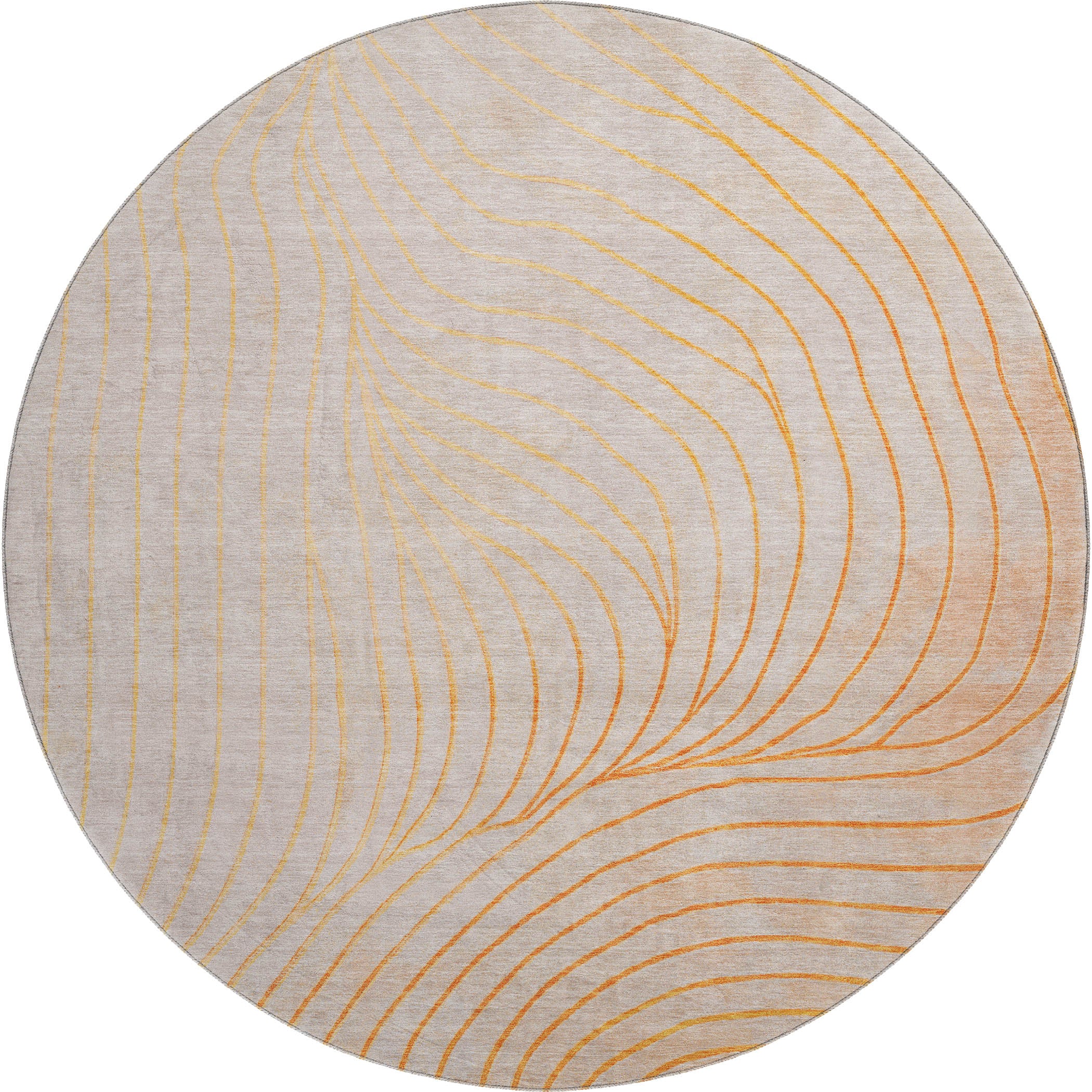 Bergen Machine Washable Transitional Orange Rug 8' x 8' #shape_Round