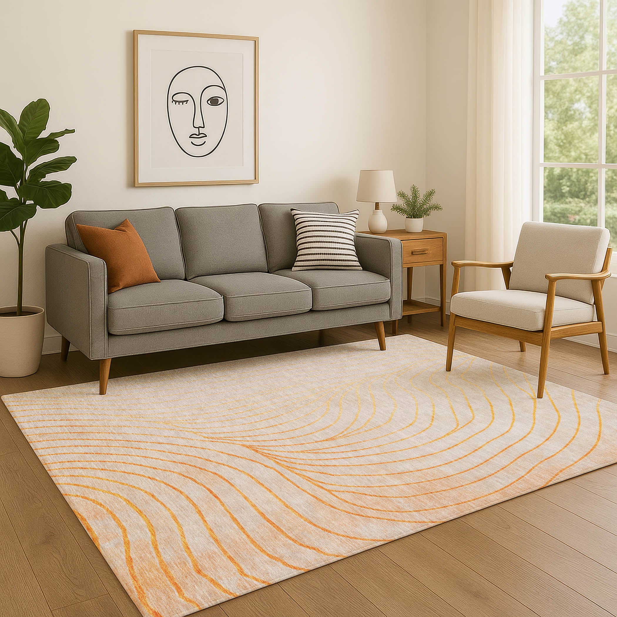 Bergen Machine Washable Transitional Orange Rug 2'6" x 3'10" #shape_Rectangle