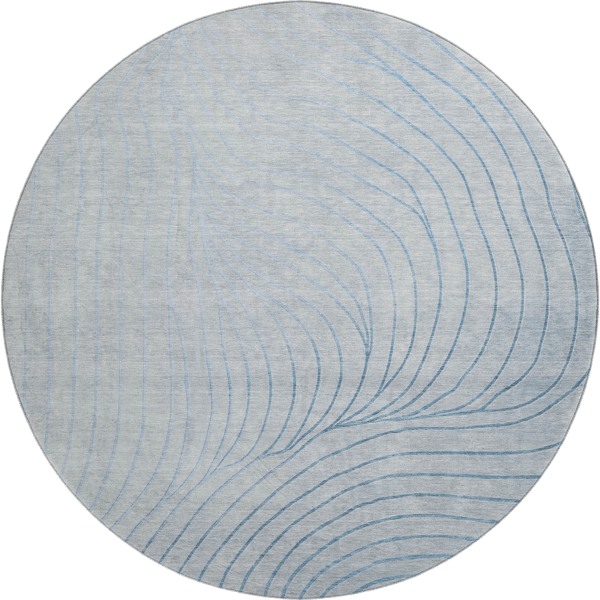 Bergen Machine Washable Transitional Sky Blue Rug 8' x 8' #shape_Round