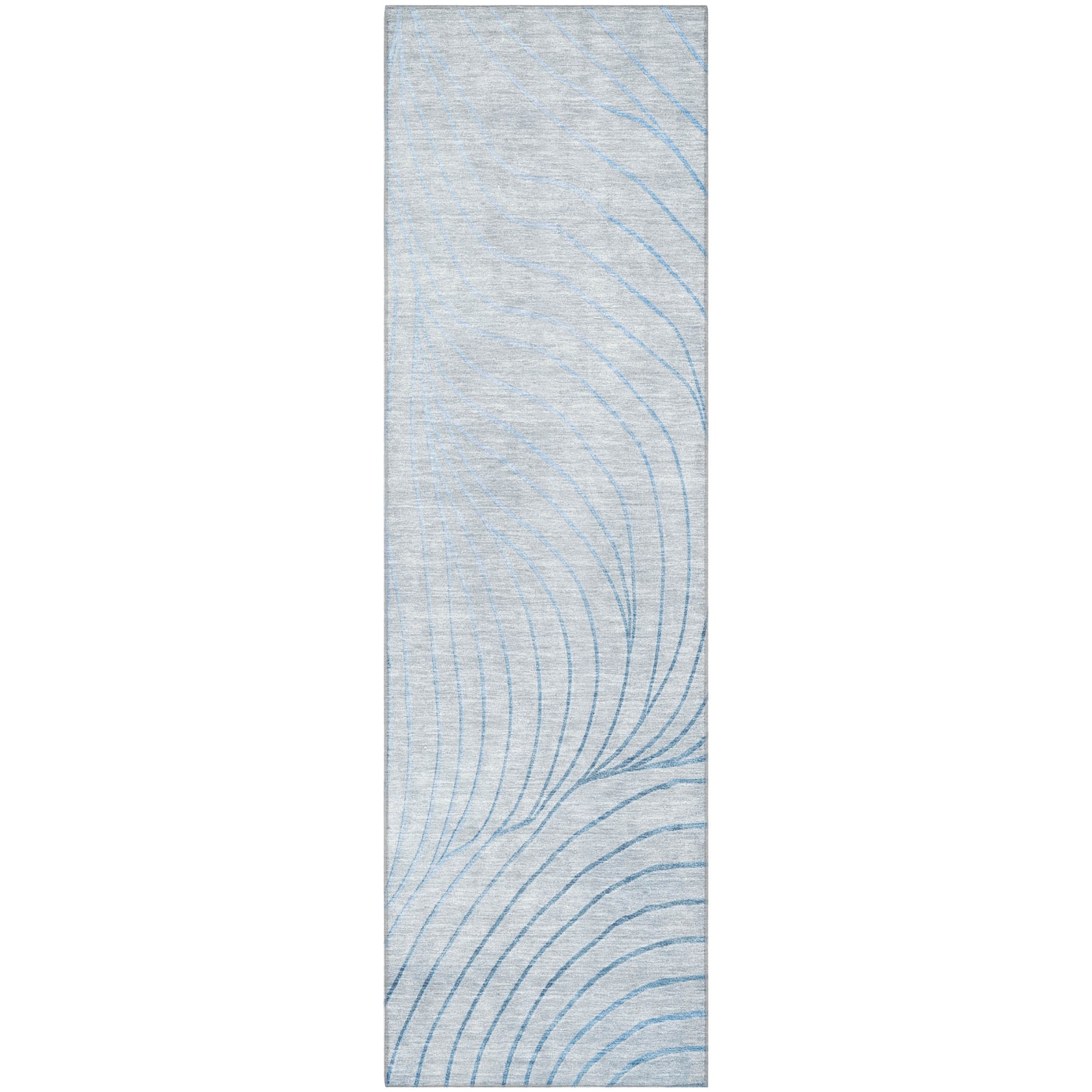 Bergen Machine Washable Transitional Sky Blue Rug 2'3" x 7'6" #shape_Runner