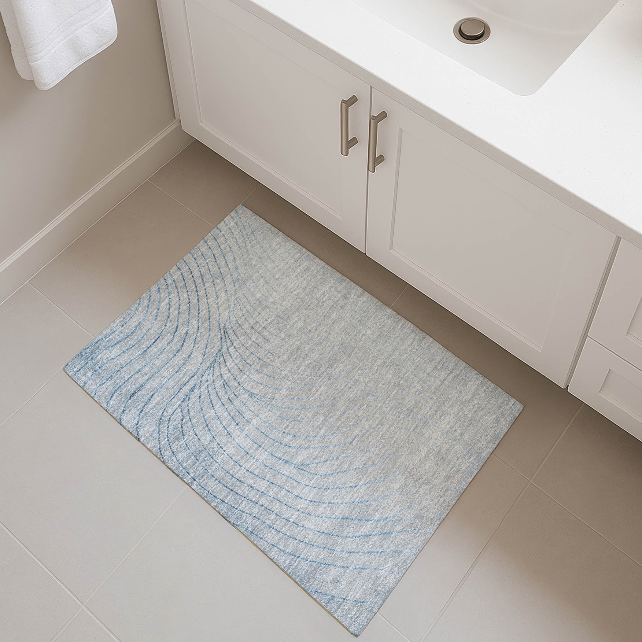 Bergen Machine Washable Transitional Sky Blue Rug 1'8" x 2'6" #shape_Rectangle