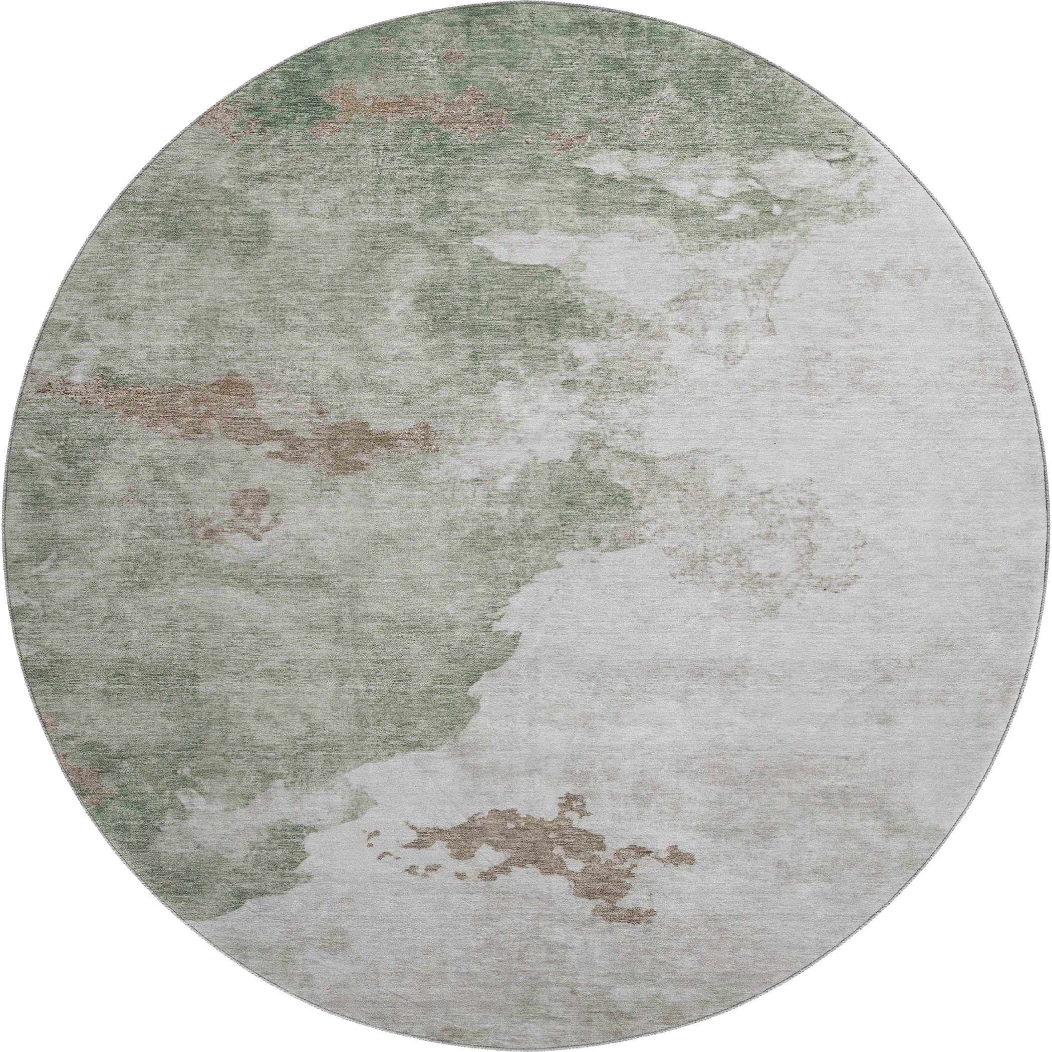 Cairo Machine Washable Transitional Aloe Green Rug 8' x 8' #shape_Round