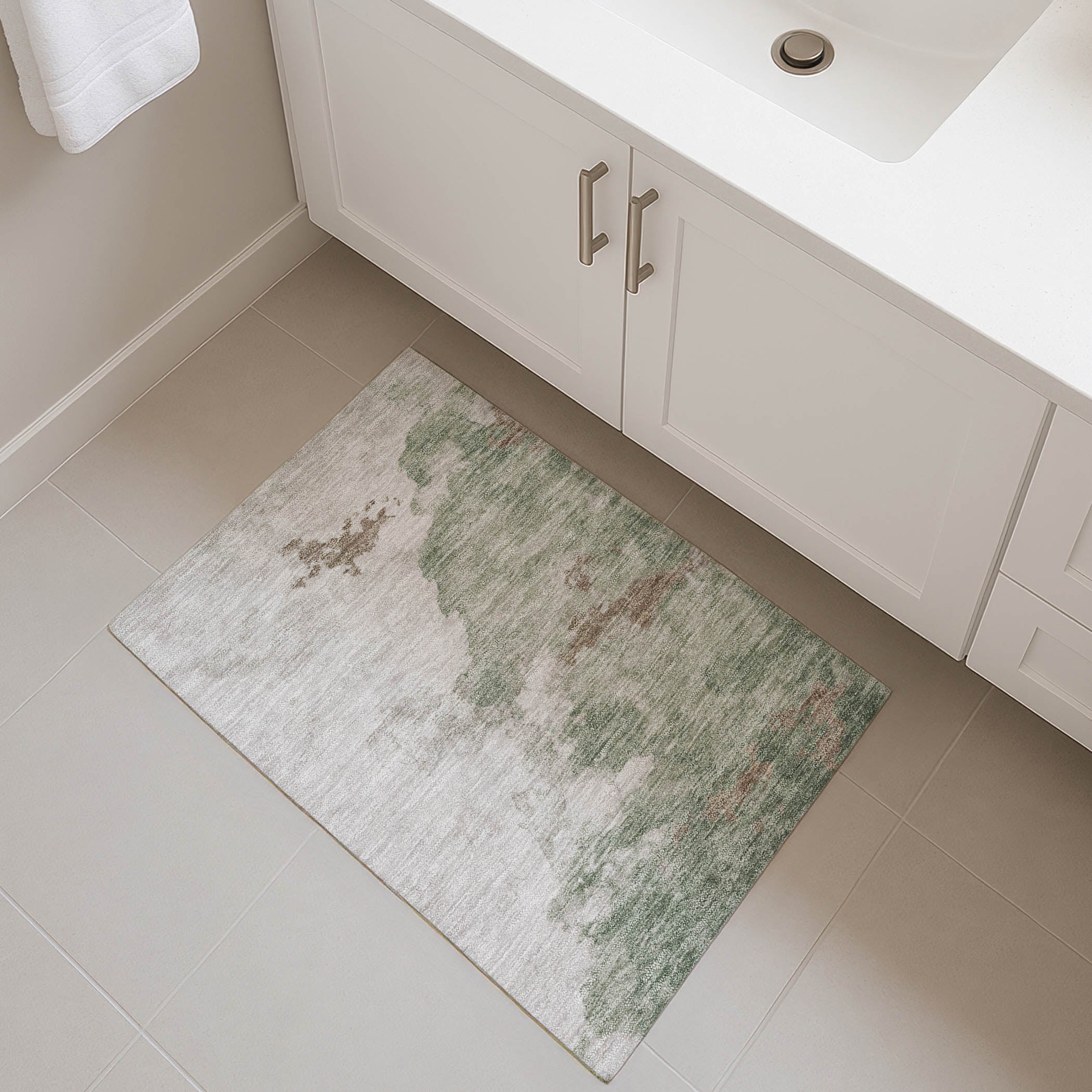 Cairo Machine Washable Transitional Aloe Green Rug 1'8" x 2'6" #shape_Rectangle