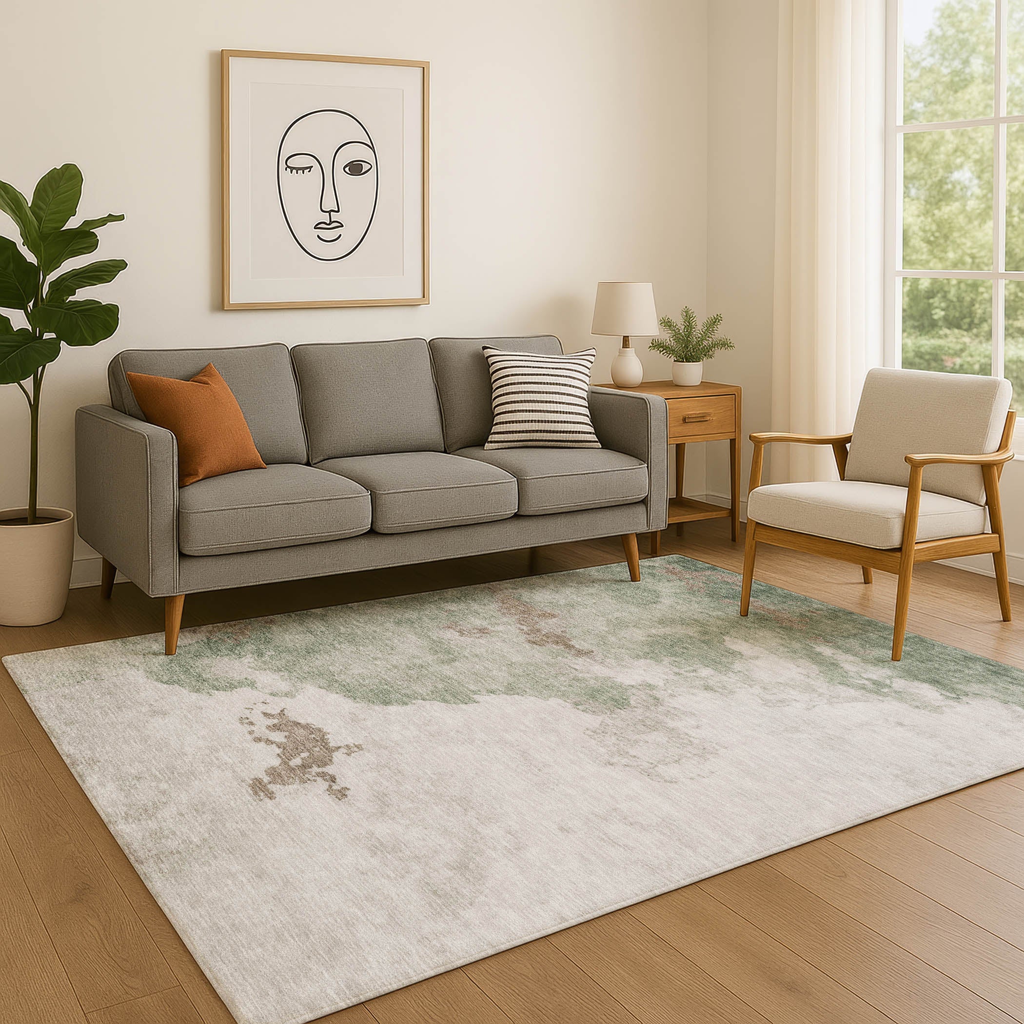 Cairo Machine Washable Transitional Aloe Green Rug 2'6" x 3'10" #shape_Rectangle