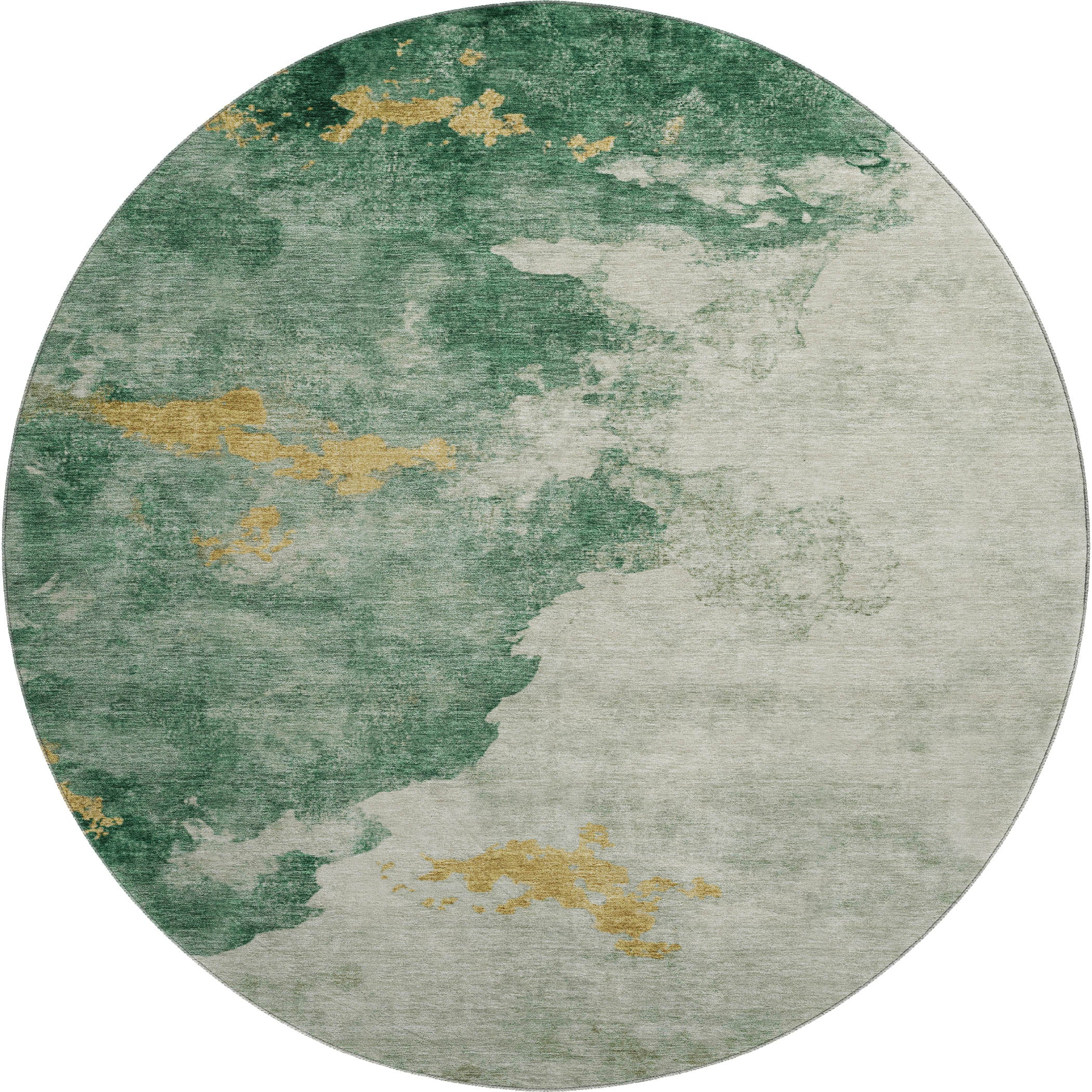 Cairo Machine Washable Transitional Emerald Green Rug 8' x 8' #shape_Round