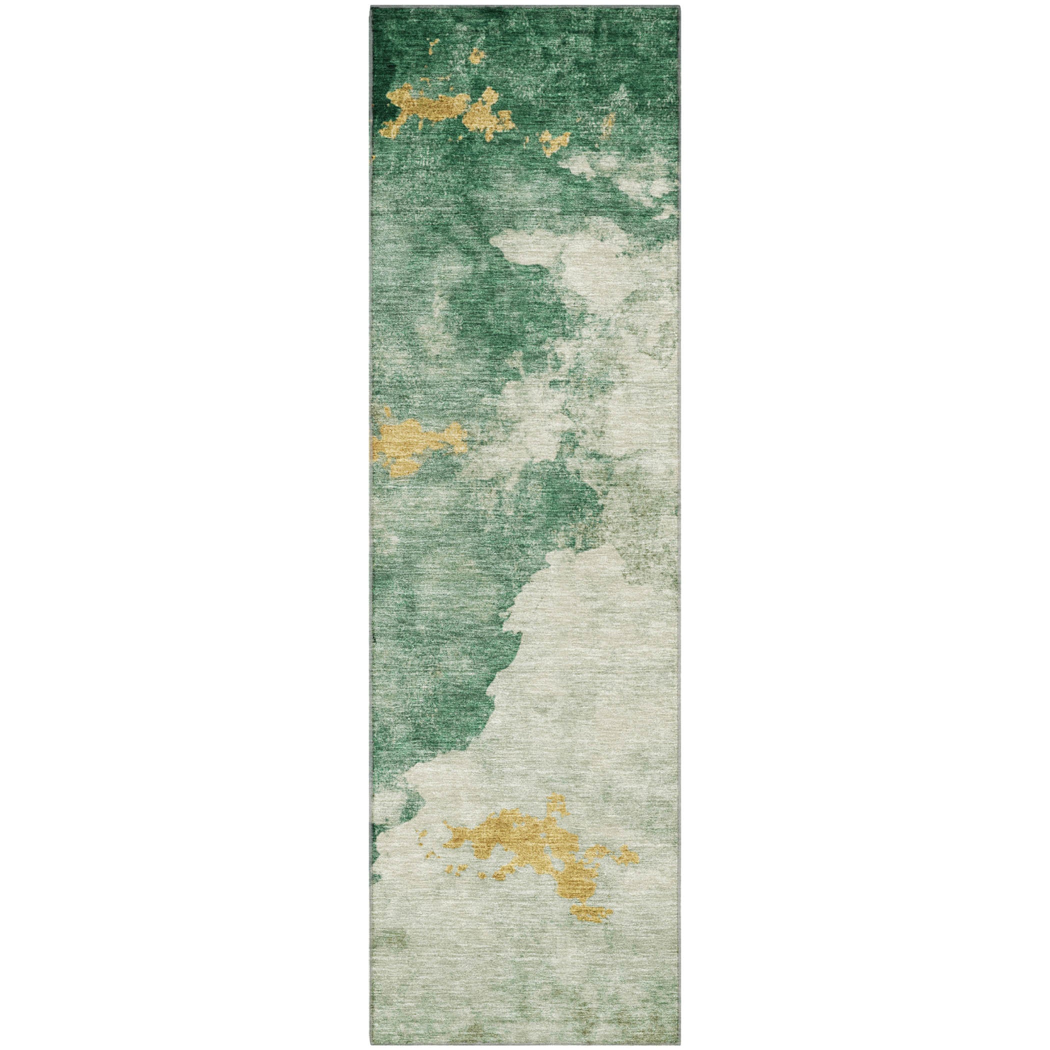 Cairo Machine Washable Transitional Emerald Green Rug 2'3" x 7'6" #shape_Runner