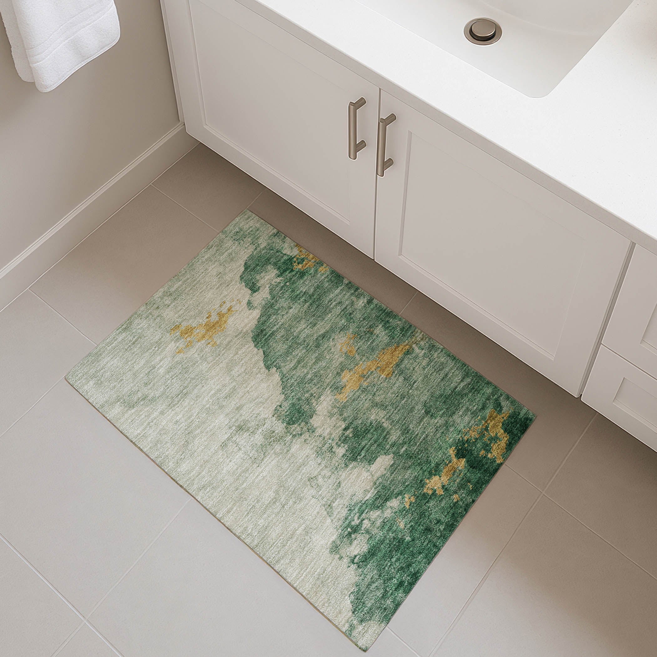Cairo Machine Washable Transitional Emerald Green Rug 1'8" x 2'6" #shape_Rectangle