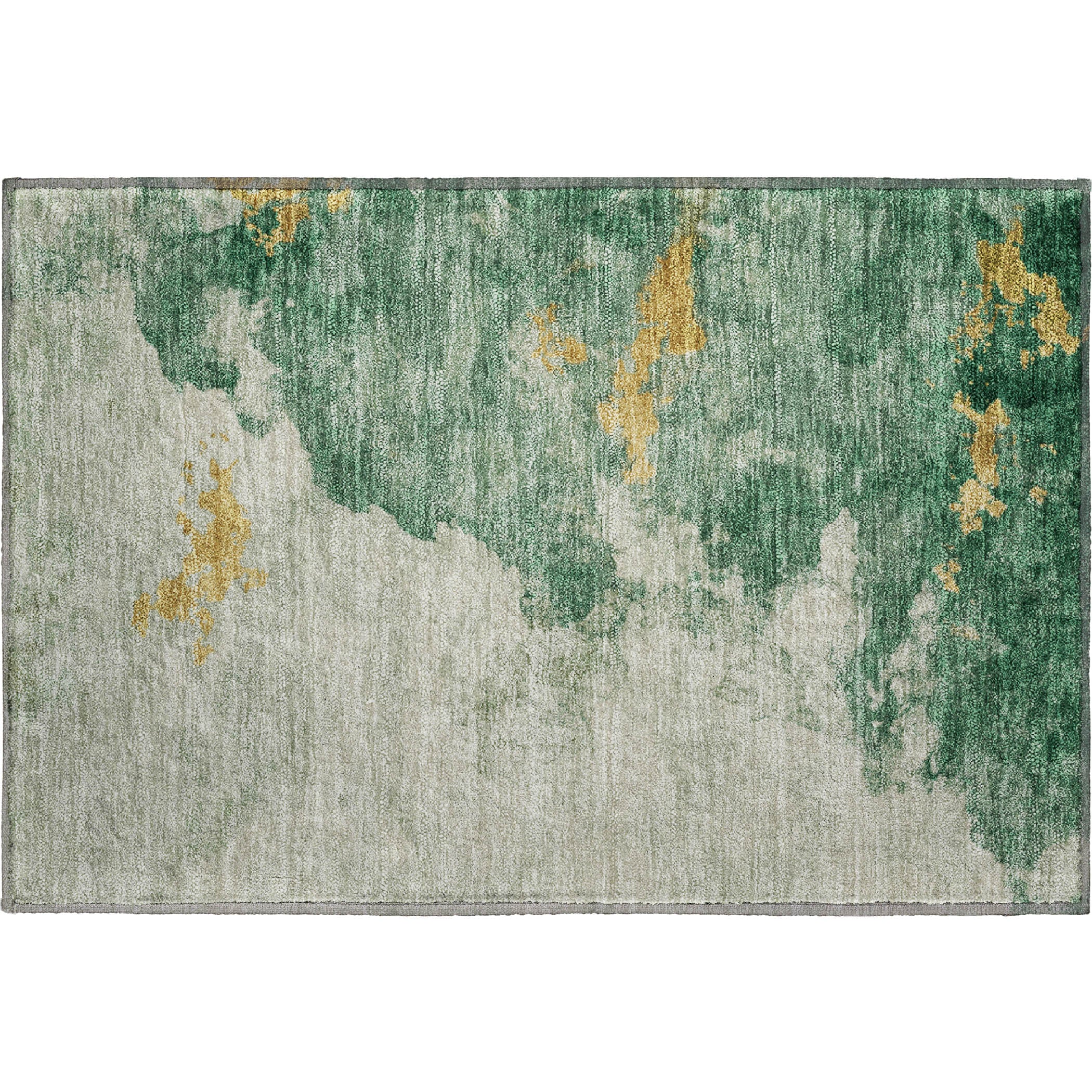 Cairo Machine Washable Transitional Emerald Green Rug 1'8" x 2'6" #shape_Rectangle