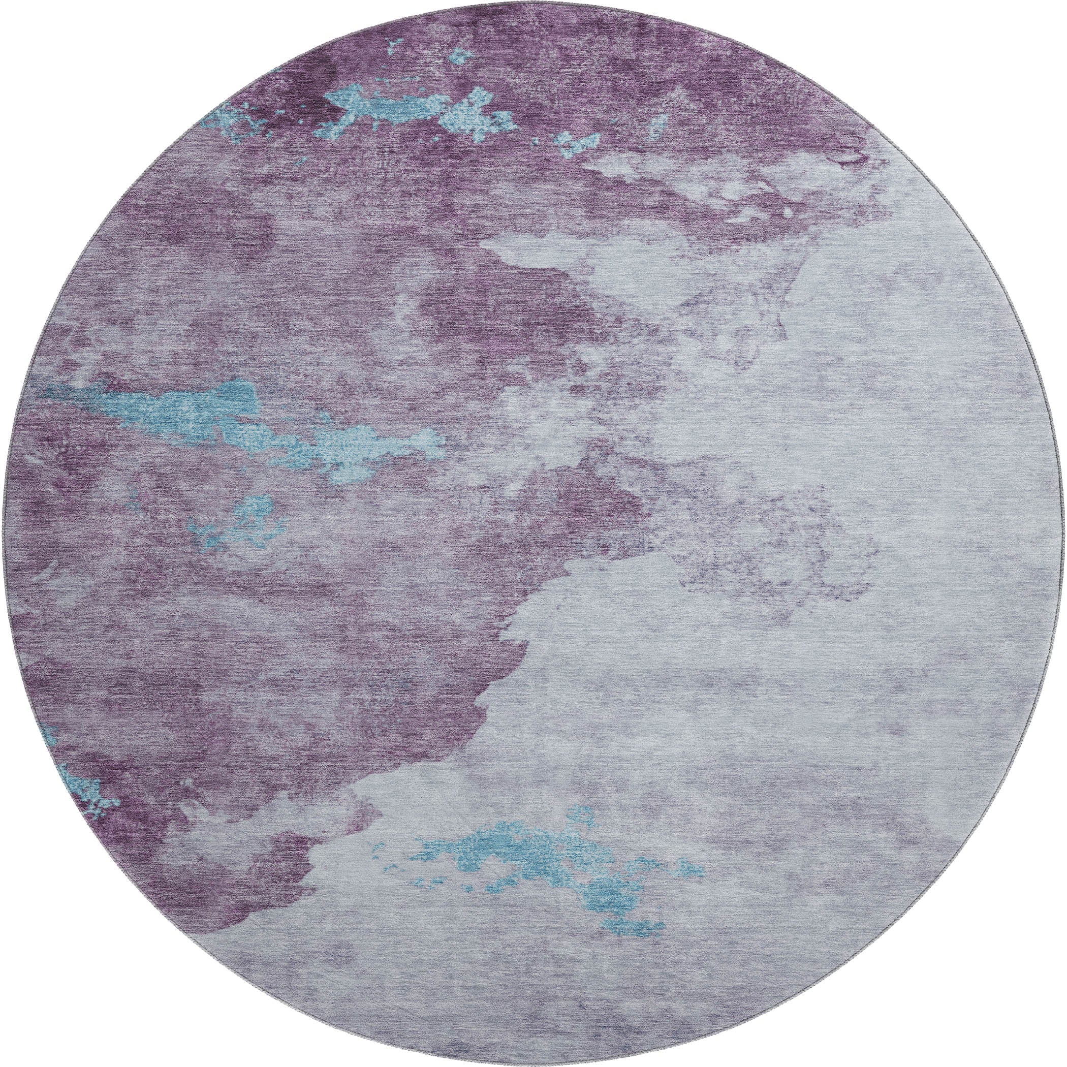 Cairo Machine Washable Transitional Lavender Purple Rug 8' x 8' #shape_Round